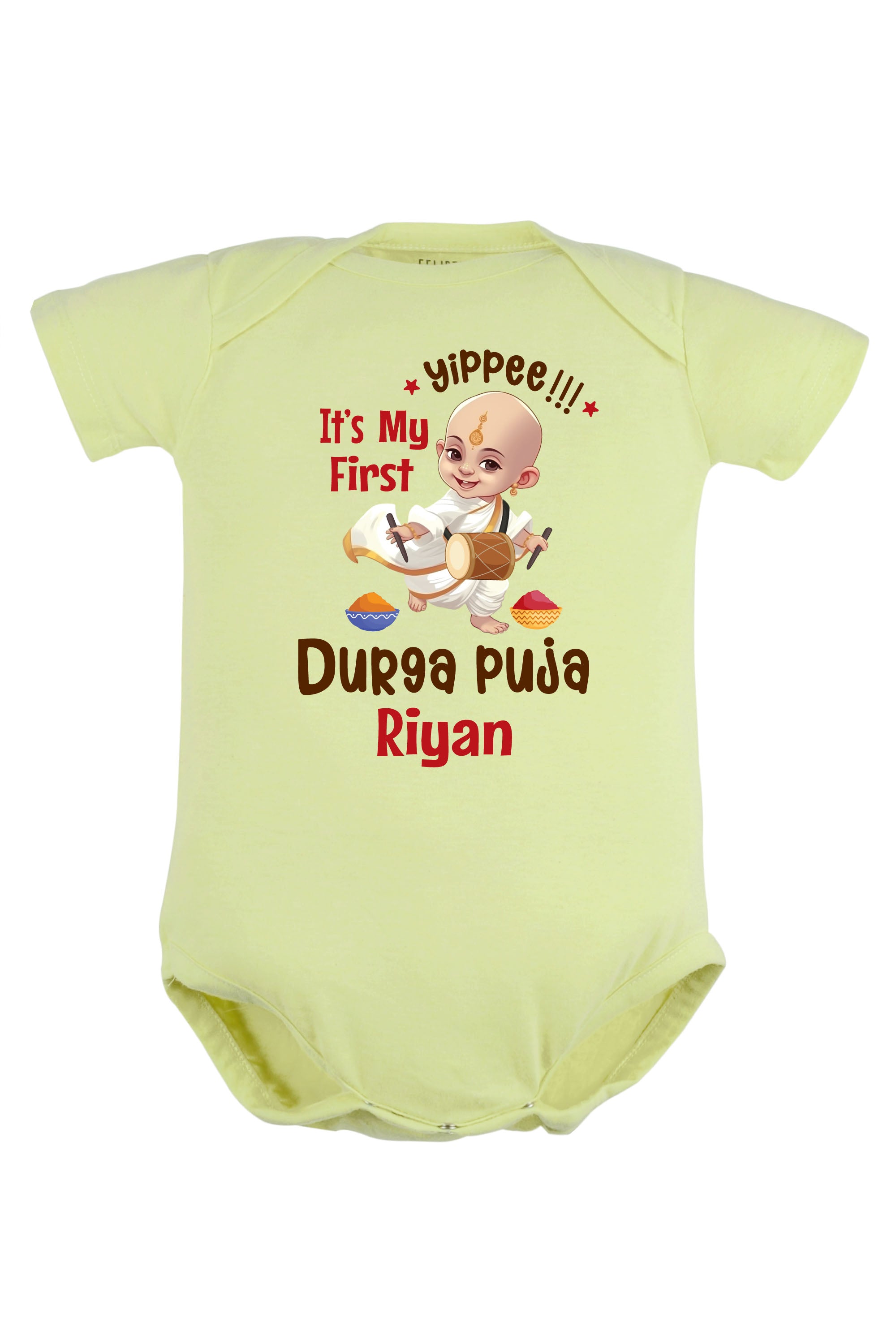 Yippee it's My First Durga Puja Baby Romper | Onesies w/ Custom Name