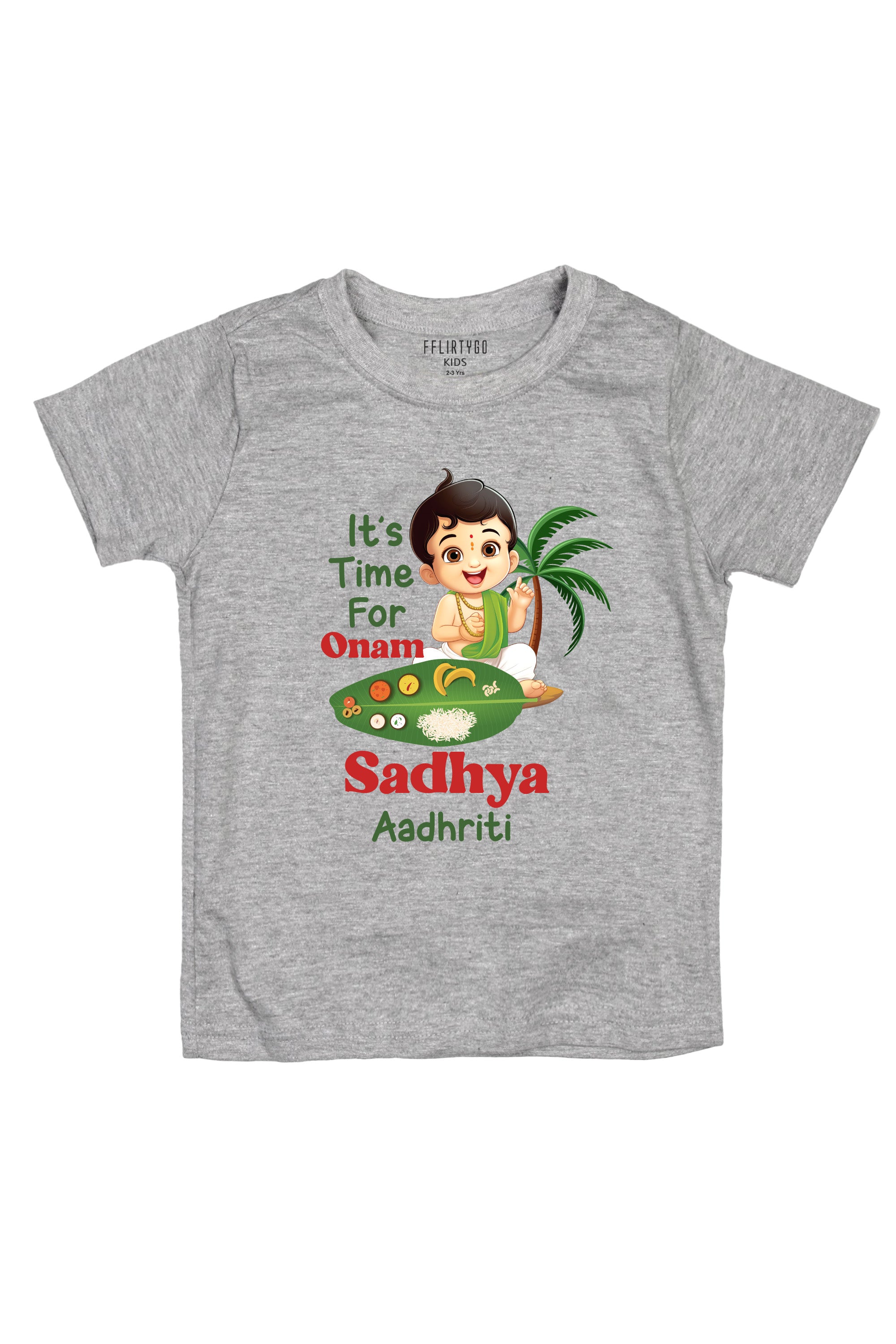 It's Time For Onam Sadhya Kids T Shirt w/ Custom Name