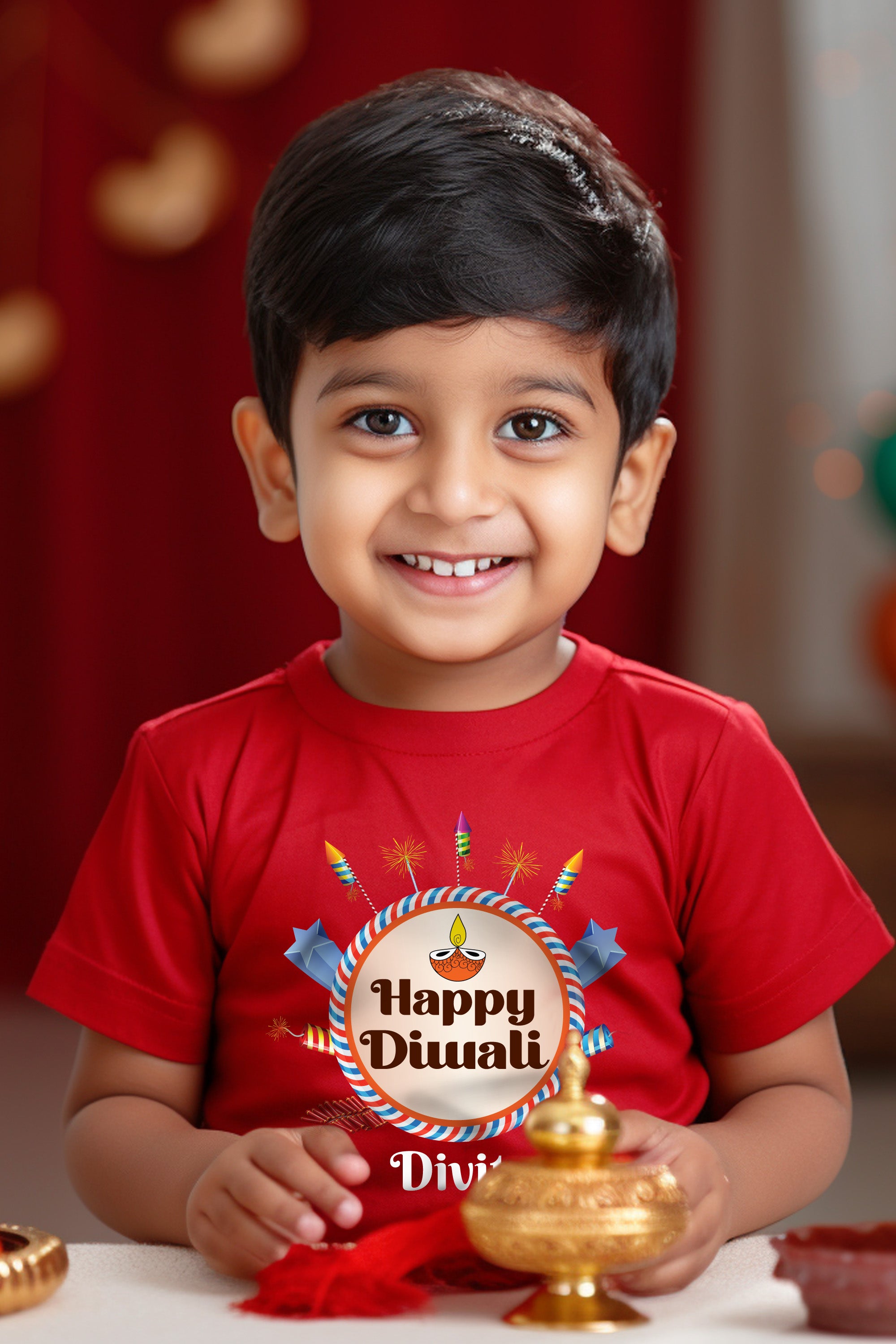 Happy Diwali Kids T Shirt w/ Custom Name