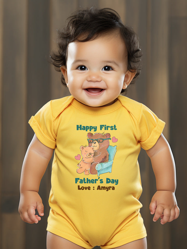 Happy First Father's Day Baby Romper | Onesies w/ Custom Name