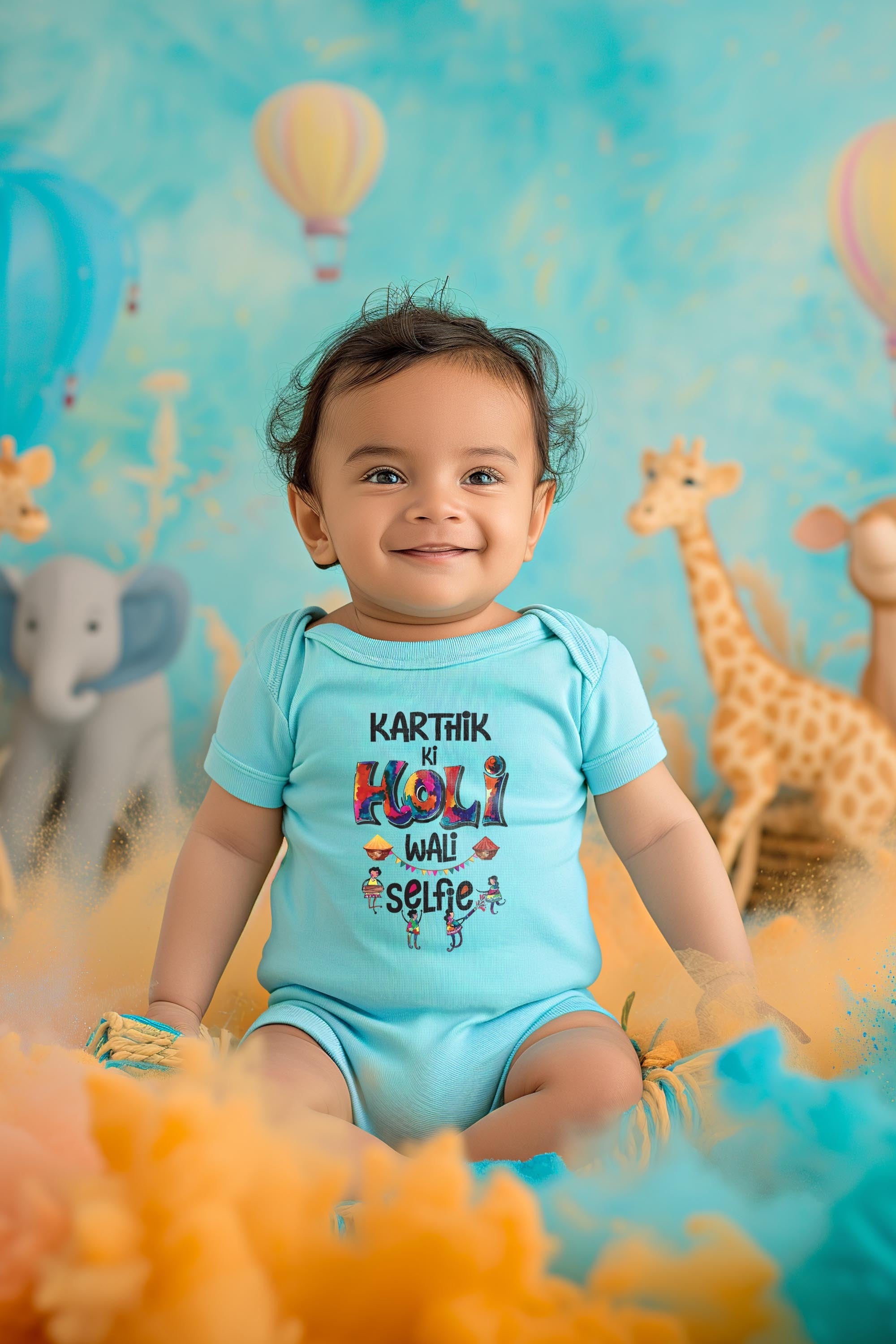 Holi Wali Selfie Baby Romper | Onesies w/ Custom Name