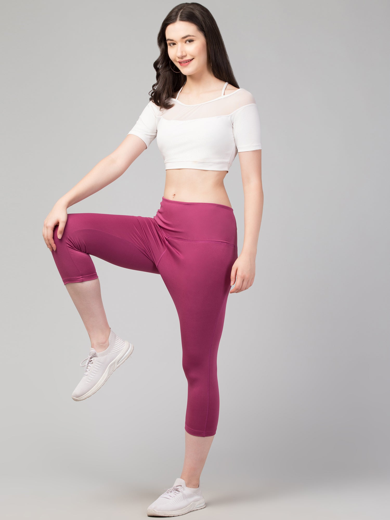 Burgundy Bliss Knee-Length Leggings