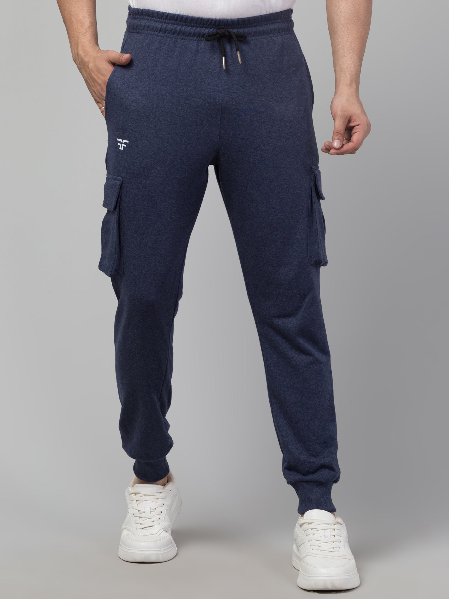 Blue Melange Joggers w/ Box Pockets