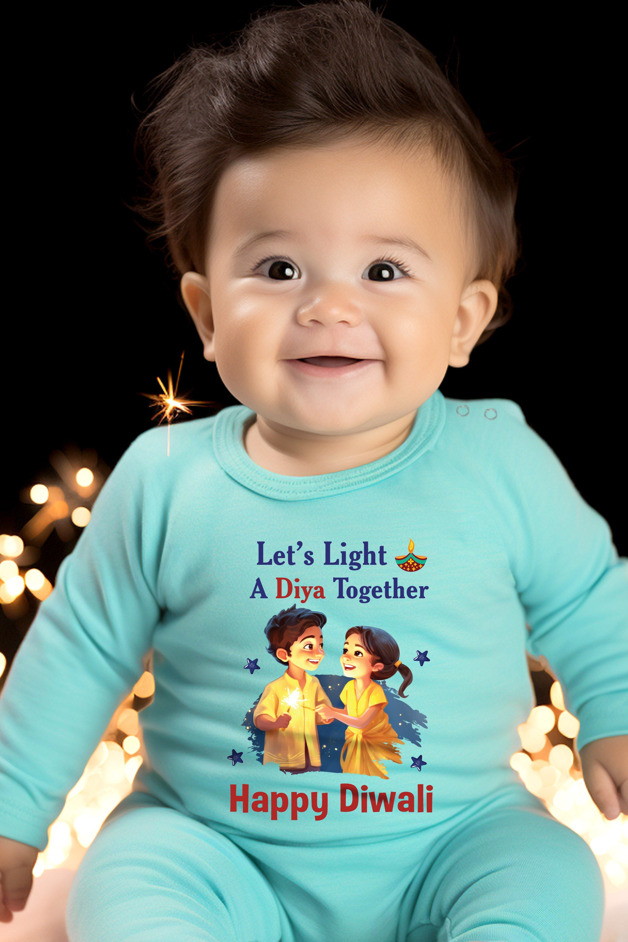 Let's Light A Diya Together Happy Diwali Baby Romper | Onesies