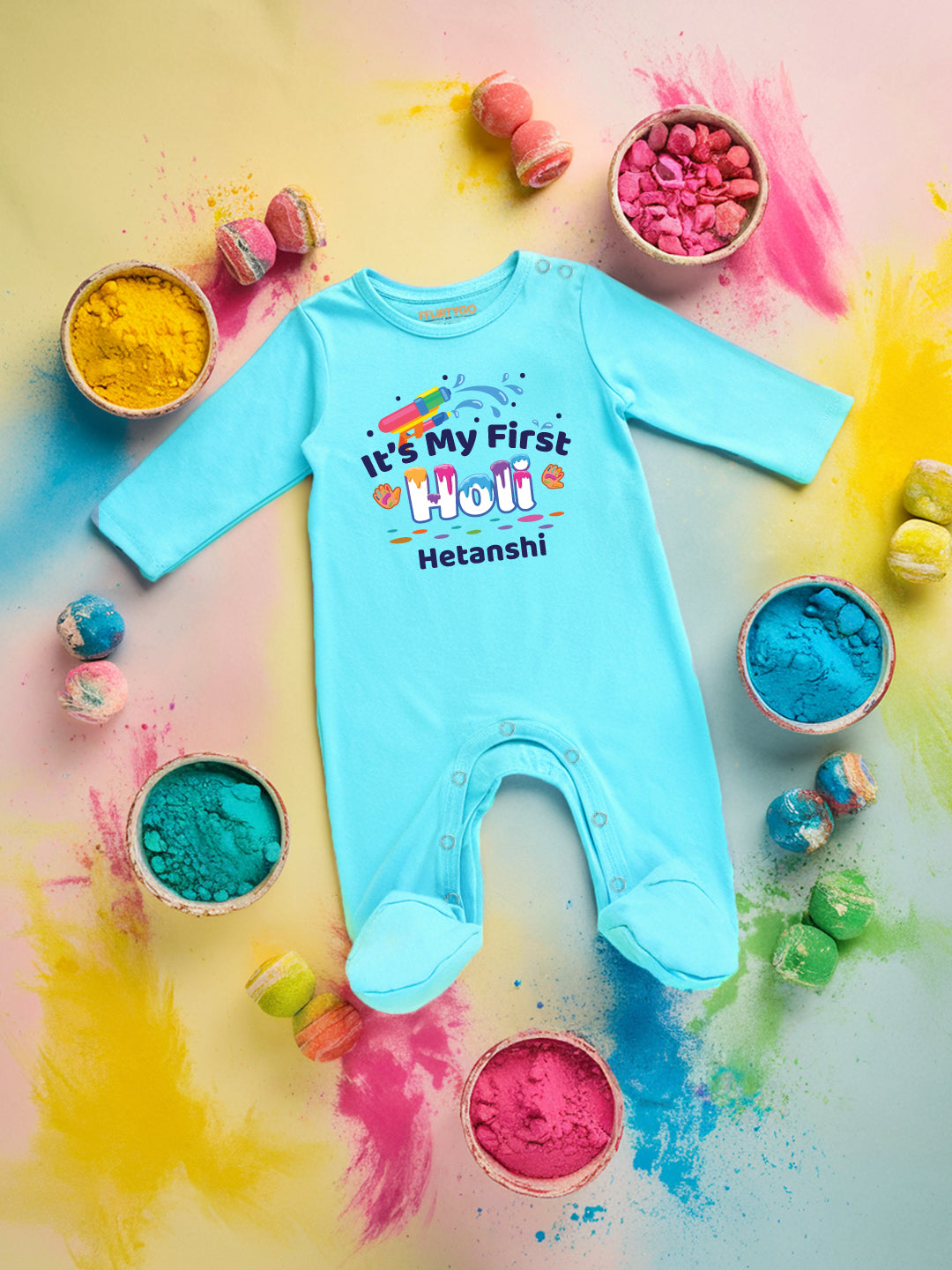 It's My First Holi Baby Romper | Onesies w/ Custom Name