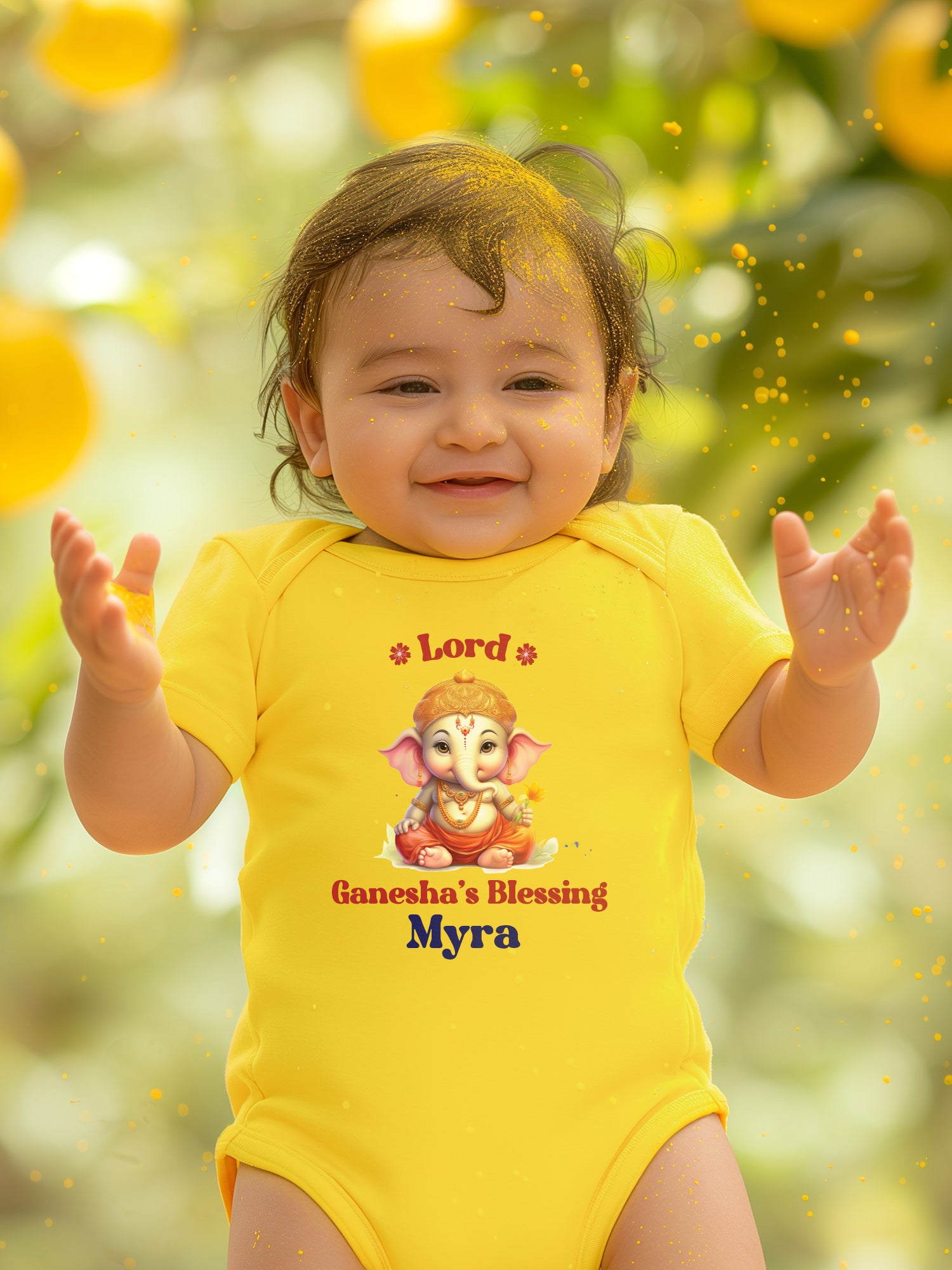 Lord Ganesha's Blessing Baby Romper | Onesies w/ Custom Name