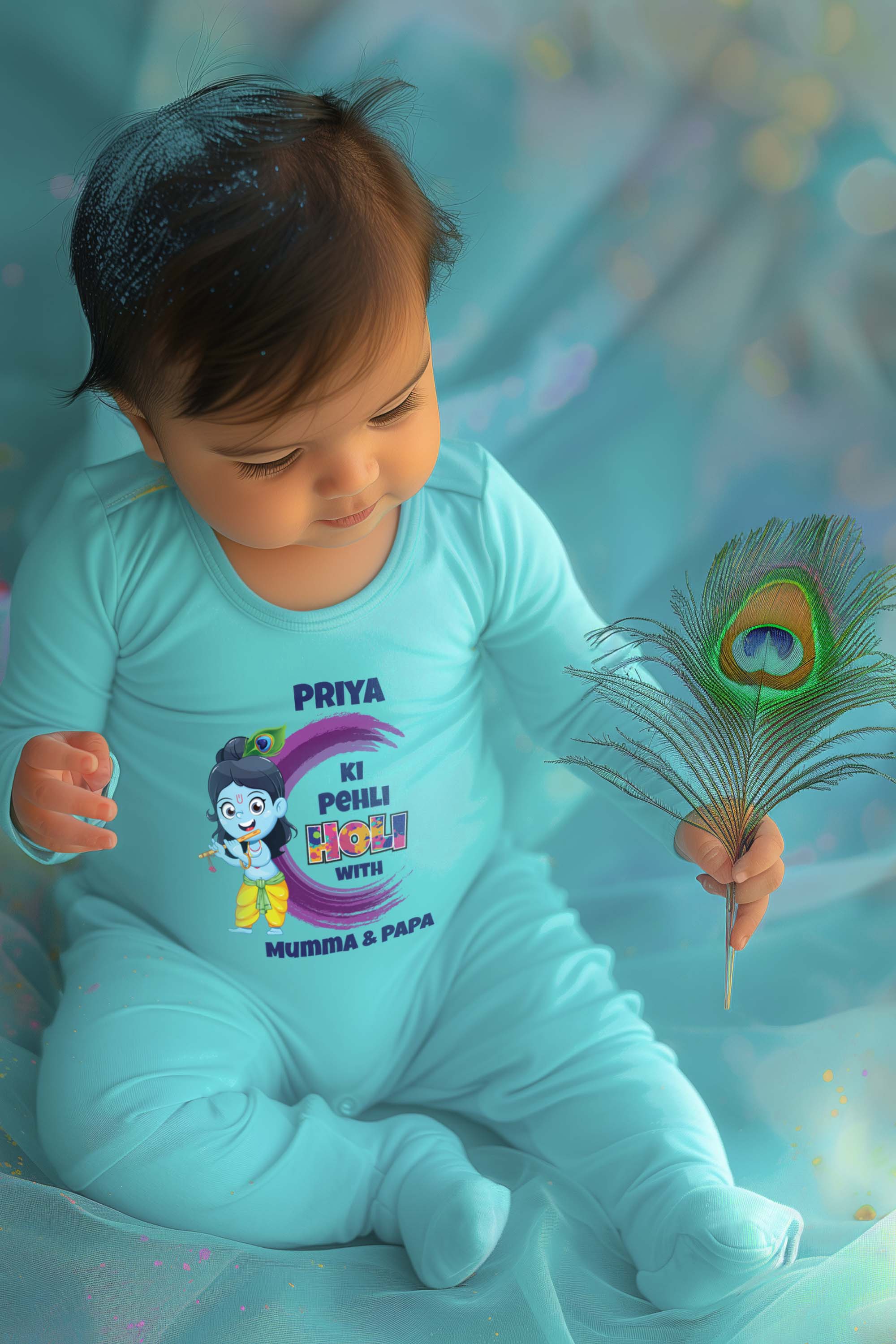 Meri Pehli Holi With Mumma & Papa Baby Romper | Onesies w/ Custom Name