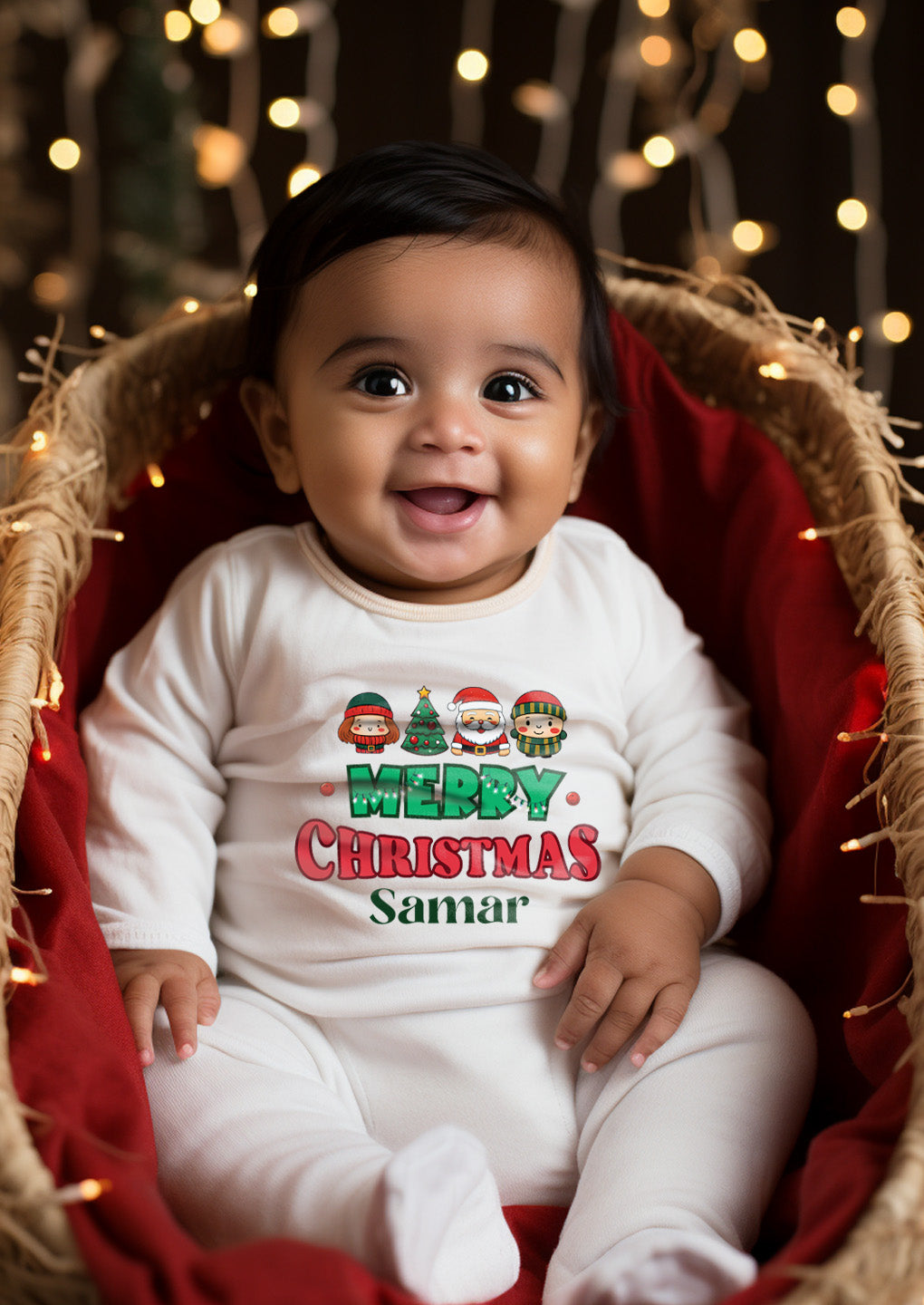 Merry Christmas Baby Romper | Onesies w/ Custom Name