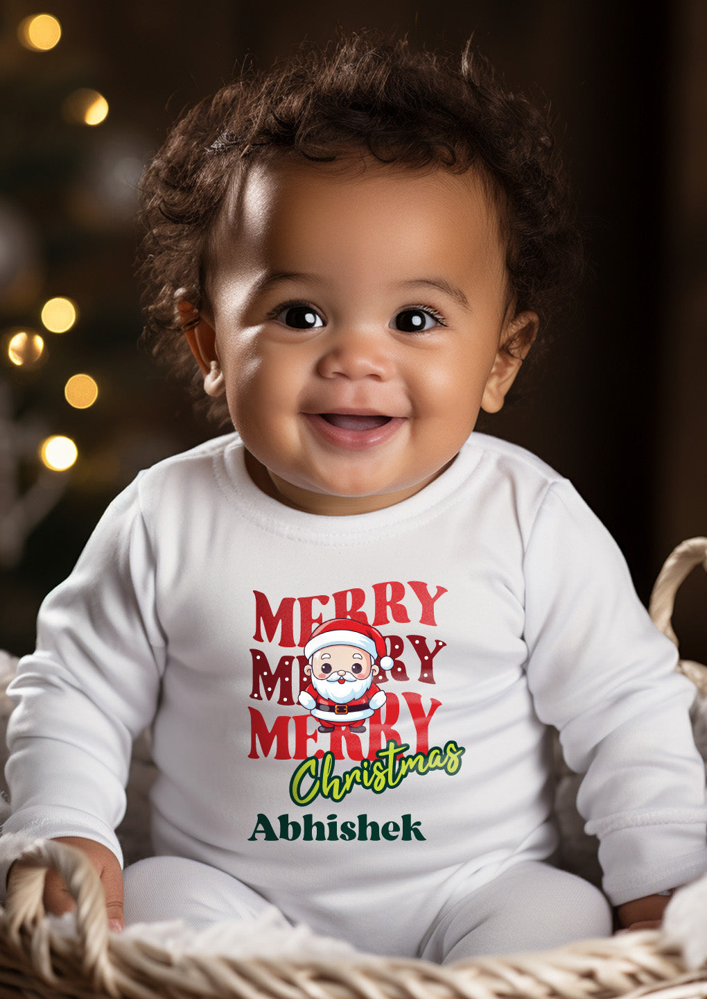 Merry Merry Merry  Christmas Baby Romper | Onesies w/ Custom Name