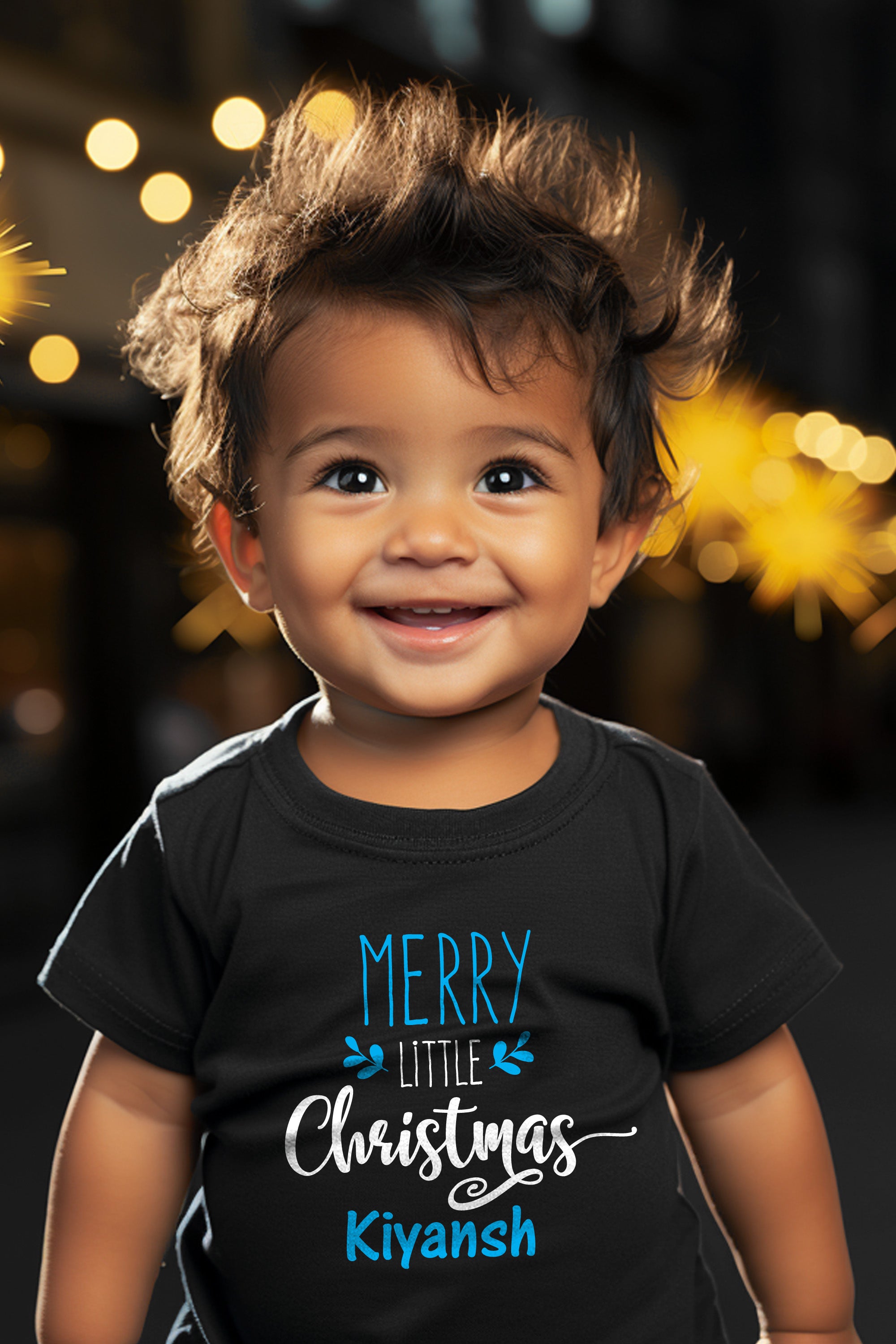 Merry Little Christmas Kids T Shirt w/ Custom Name