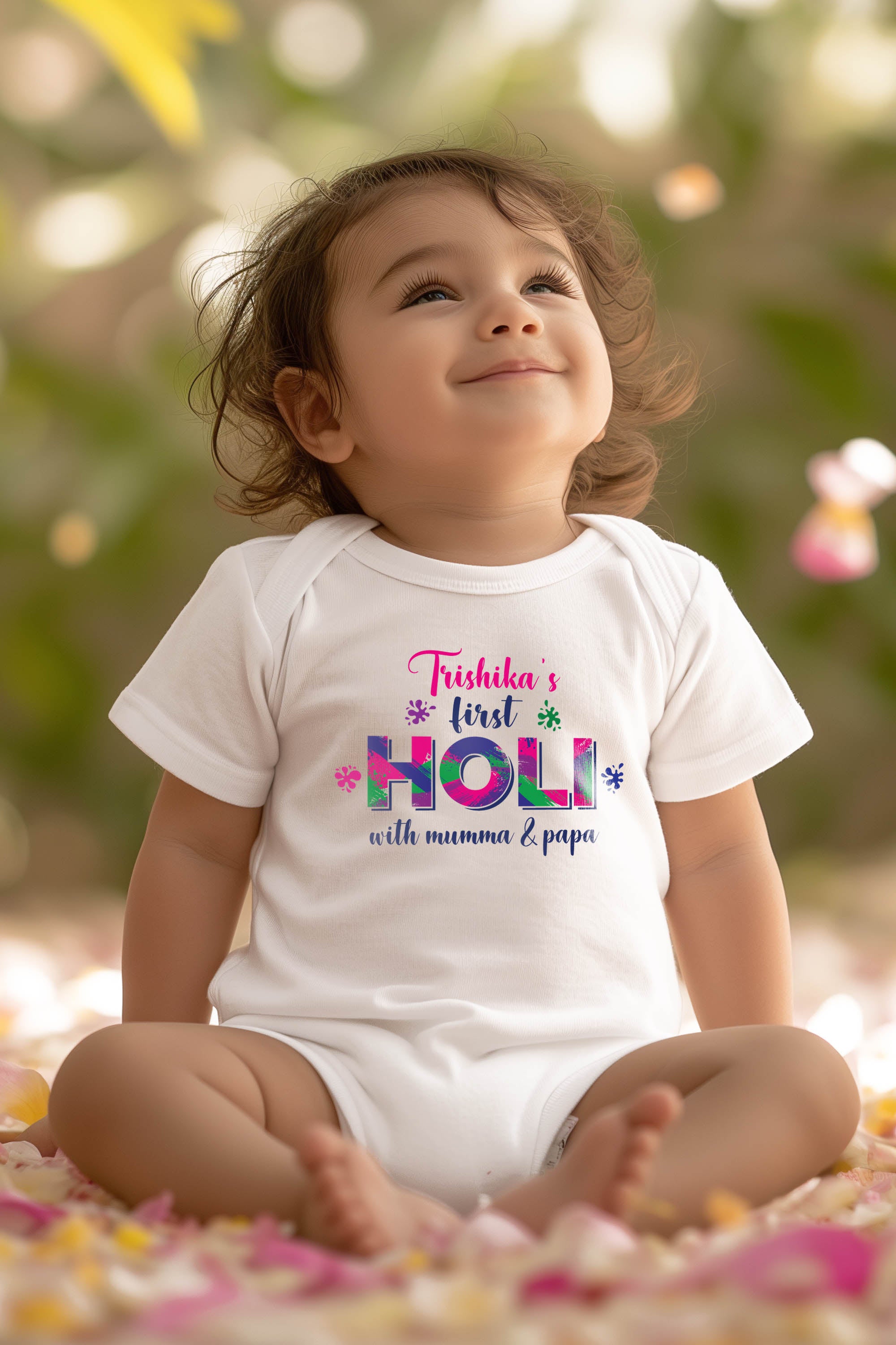 Buy Funcart My First Holi Baby Romper Size 20x17 Inches(9-12 Months) White  at Amazon.in