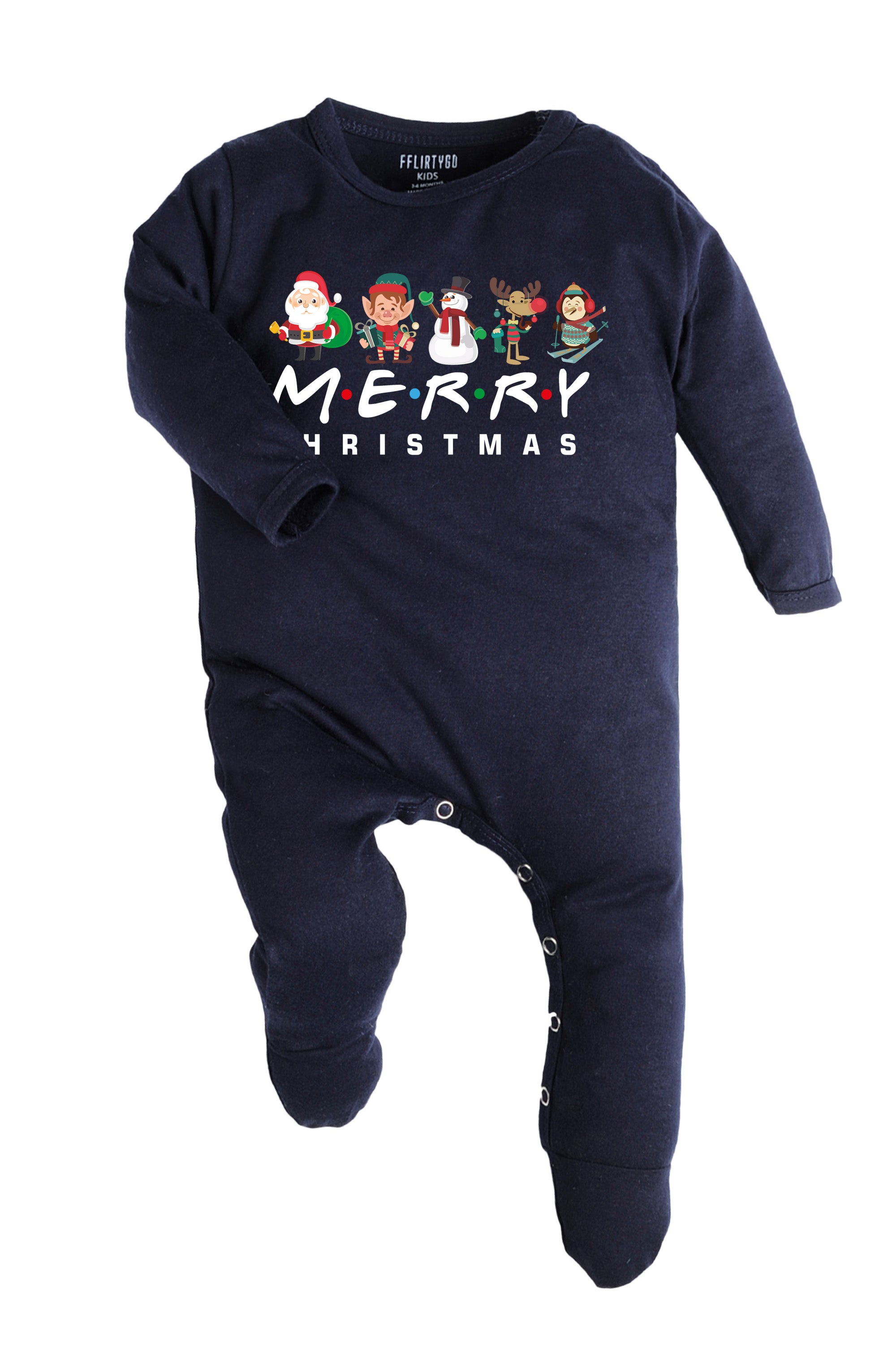 Merry Christmas with Christmas Characters Baby Romper | Onesies