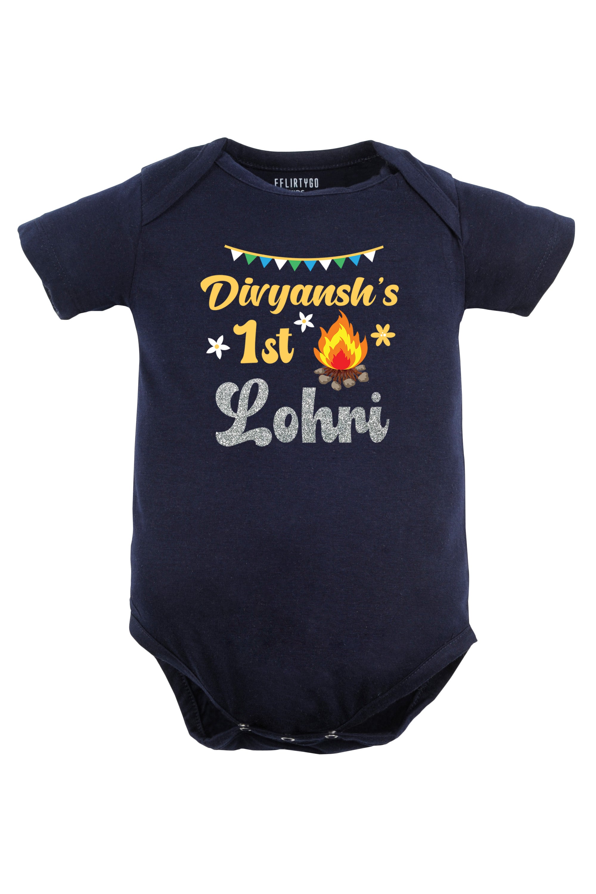 My 1st Lohri w/ Glitter and Custom Name Baby Romper | Onesies