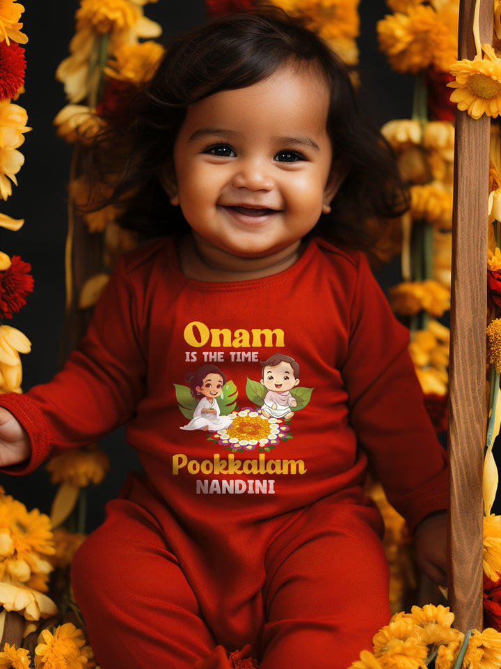 Onam Is The Time Pookkalam Baby Romper | Onesies w/ Custom Name