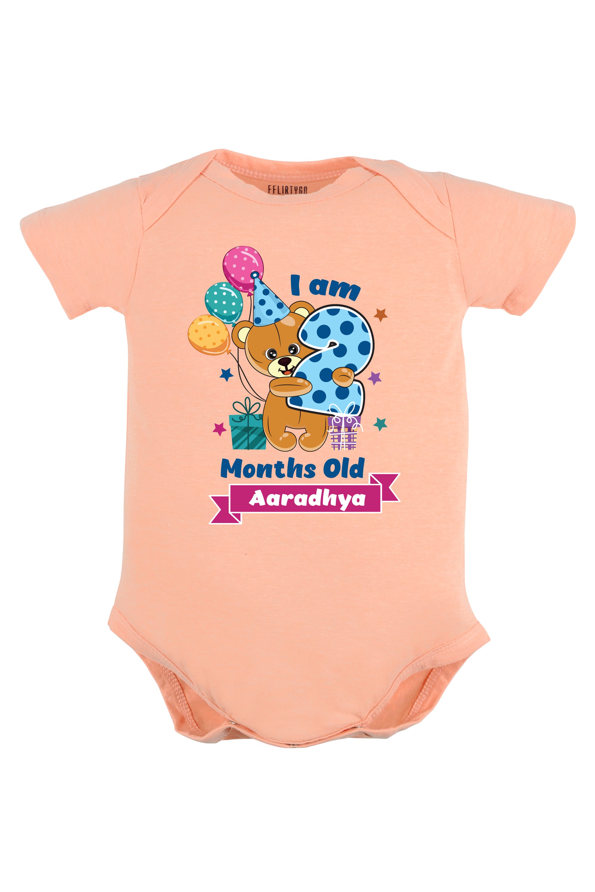 Two Month Milestone Baby Romper | Onesies - Birthday Teddy w/ Custom name