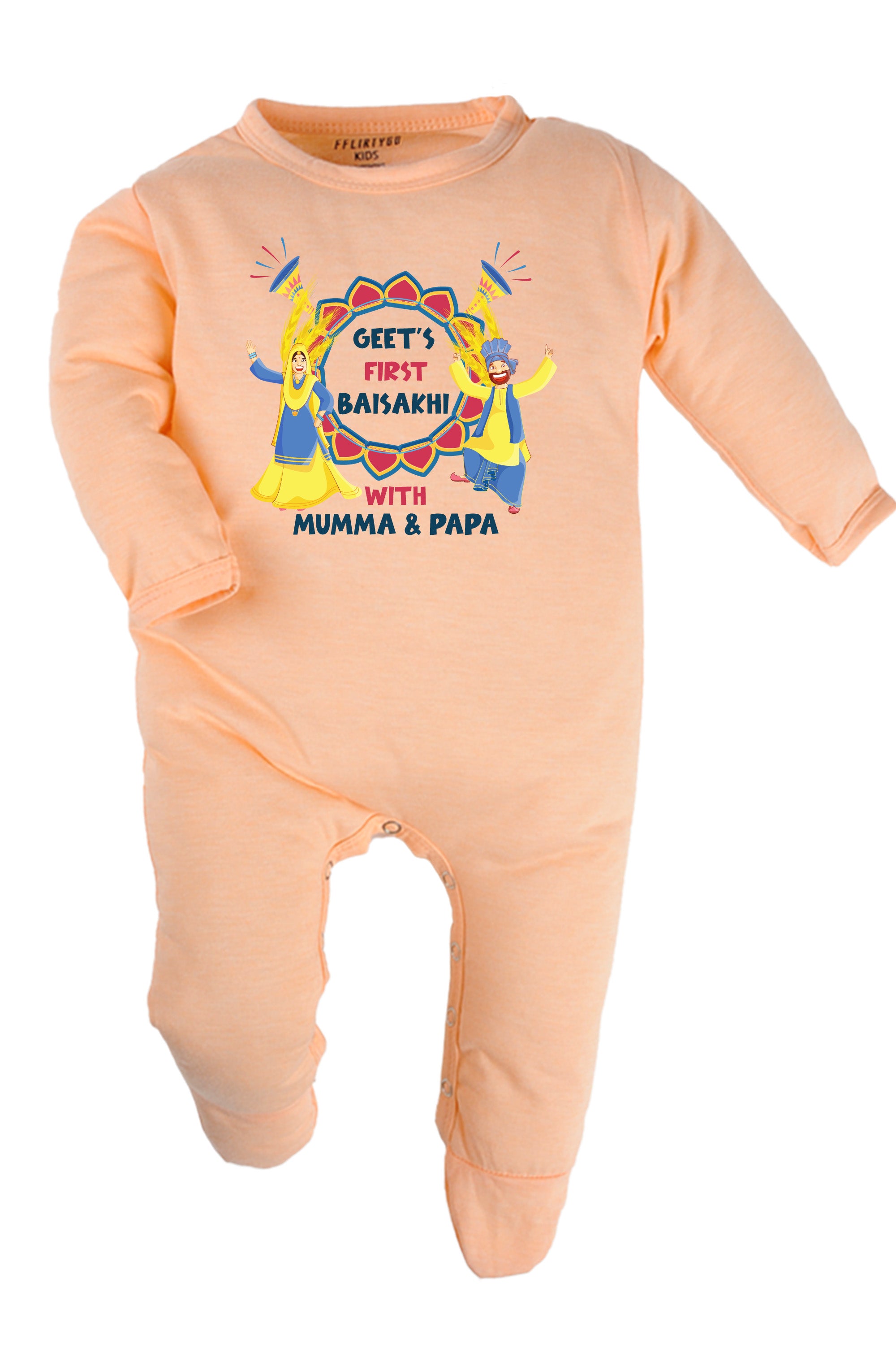 My First Baisakhi With Mumma & Papa Baby Romper | Onesies w/ Custom Name