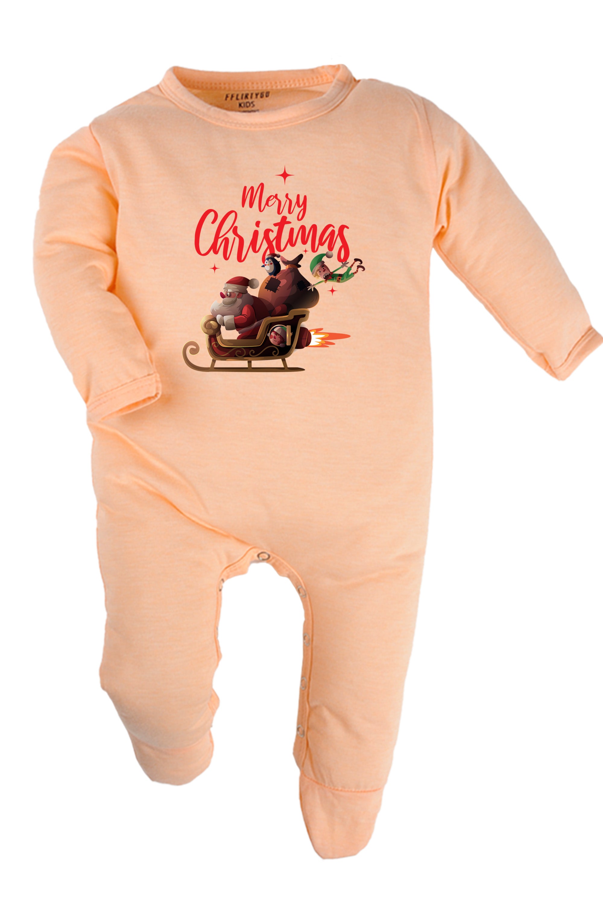 Merry Christmas with Santa's Sleigh Baby Romper | Onesies