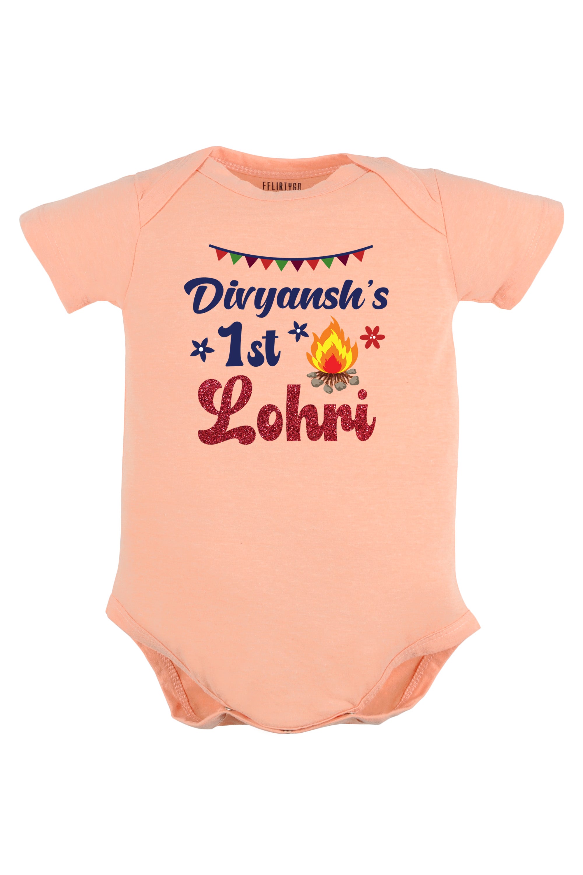 My 1st Lohri w/ Glitter and Custom Name Baby Romper | Onesies