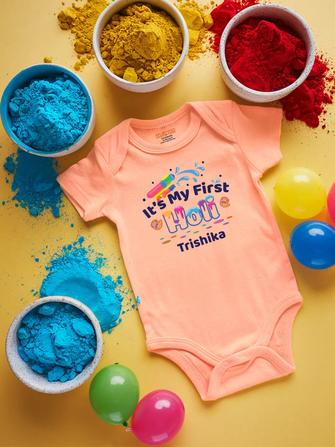 It's My First Holi Baby Romper | Onesies w/ Custom Name