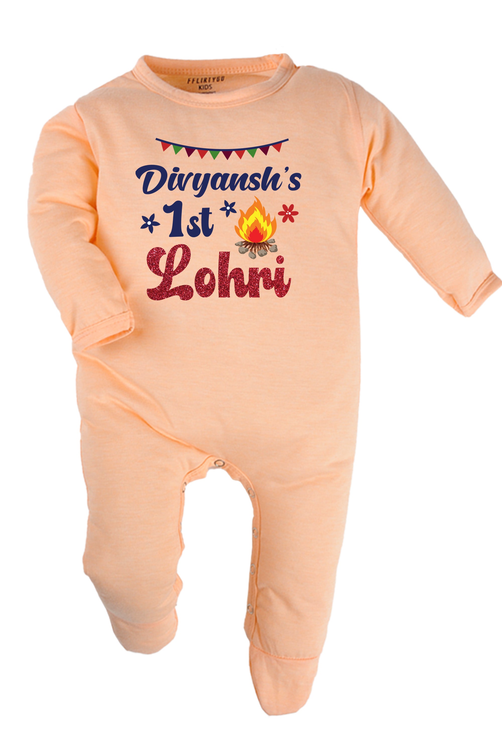 My 1st Lohri w/ Glitter and Custom Name Baby Romper | Onesies