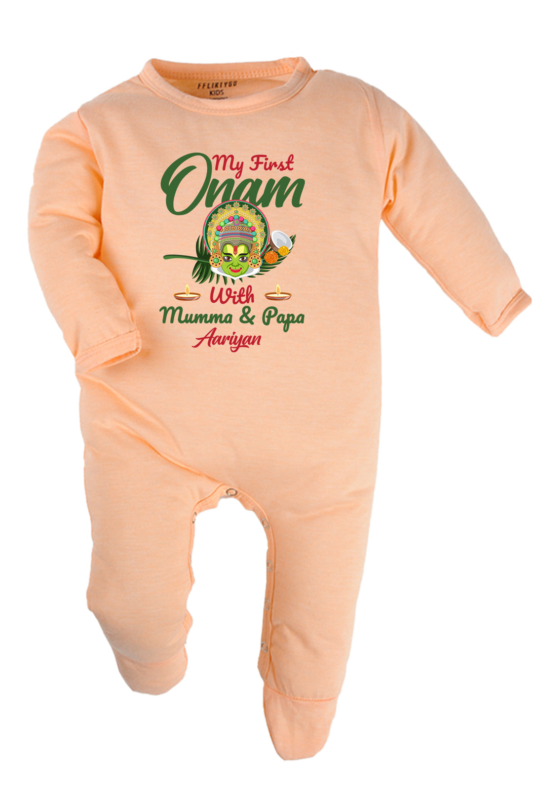 My First Onam With Mumma & Papa Baby Romper | Onesies w/ Custom Name