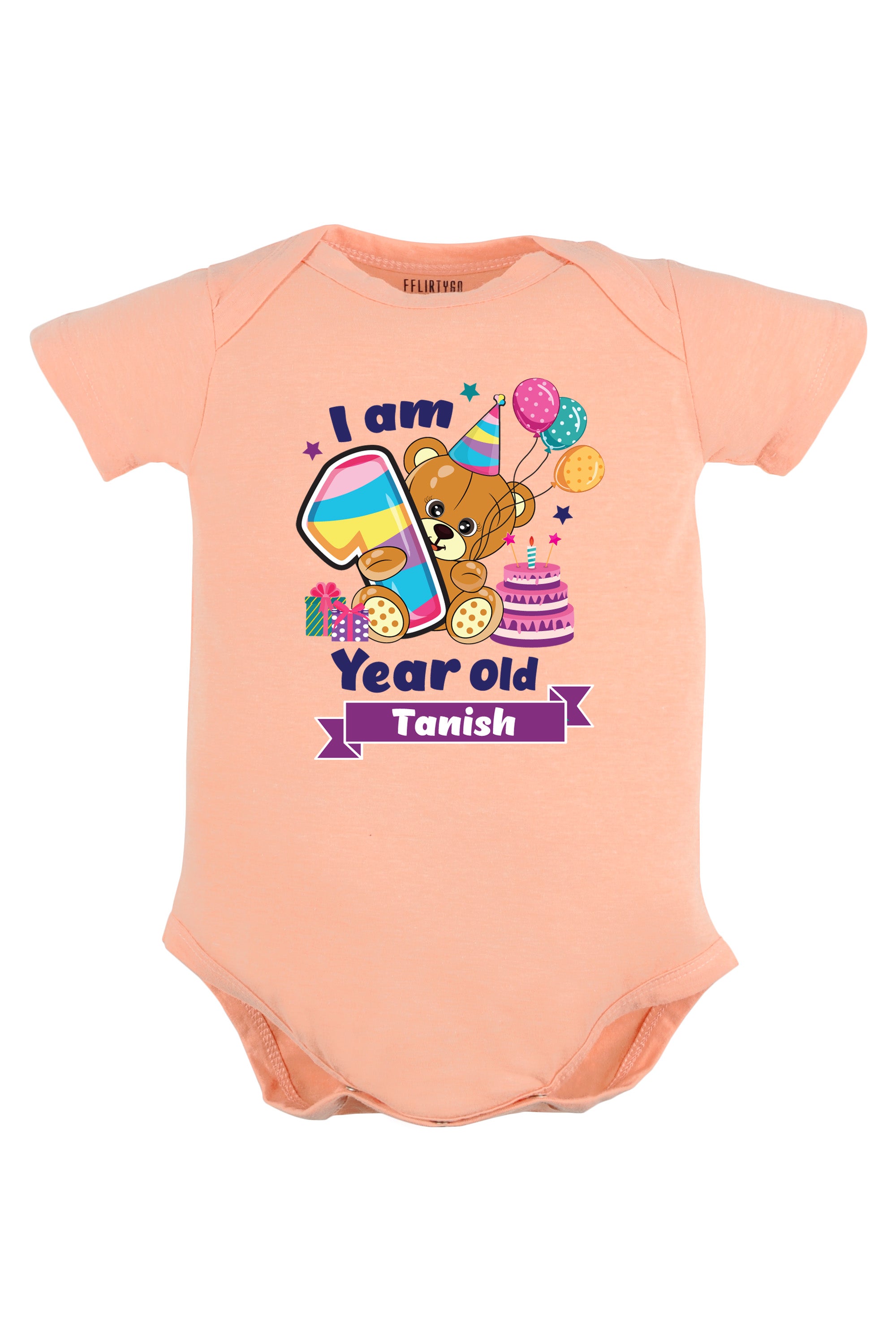 One Year Milestone Baby Romper | Onesies - Birthday Teddy w/ Custom Name