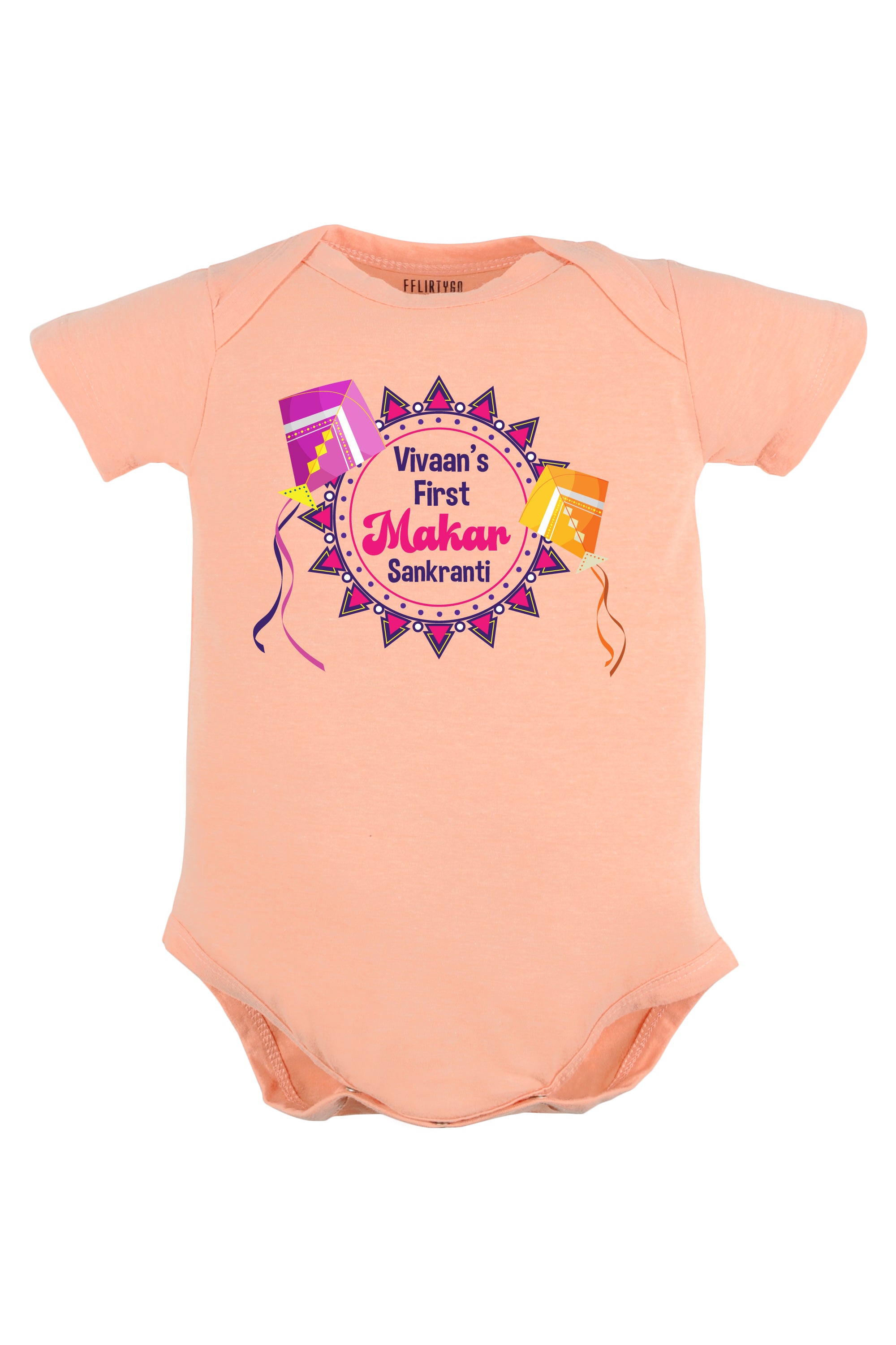 My First Makar Sankranti Mandala Baby Romper | Onesies w/ Custom Name