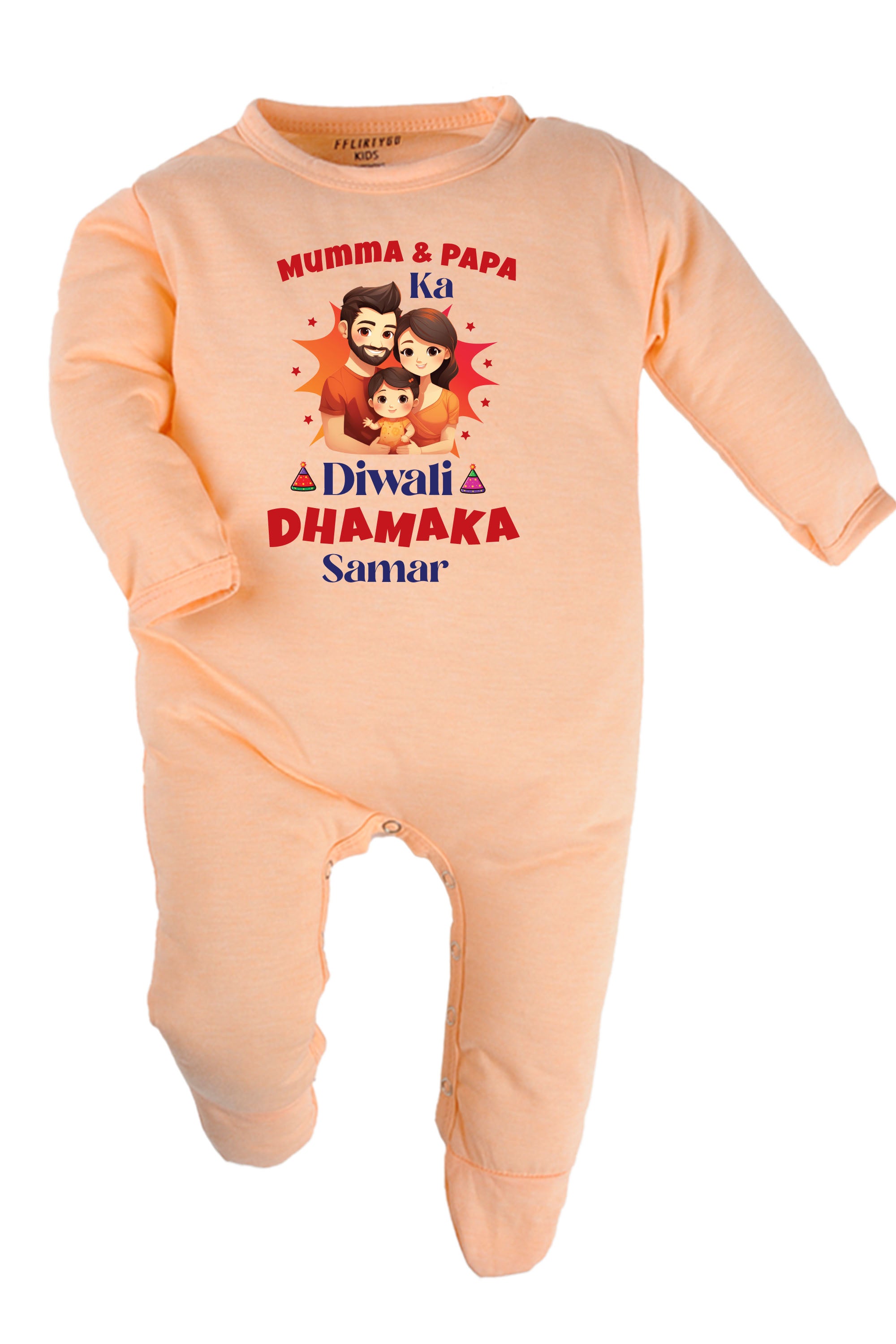 Mumma & Papa Ka Diwali Dhamaka Baby Romper | Onesies w/ Custom Name