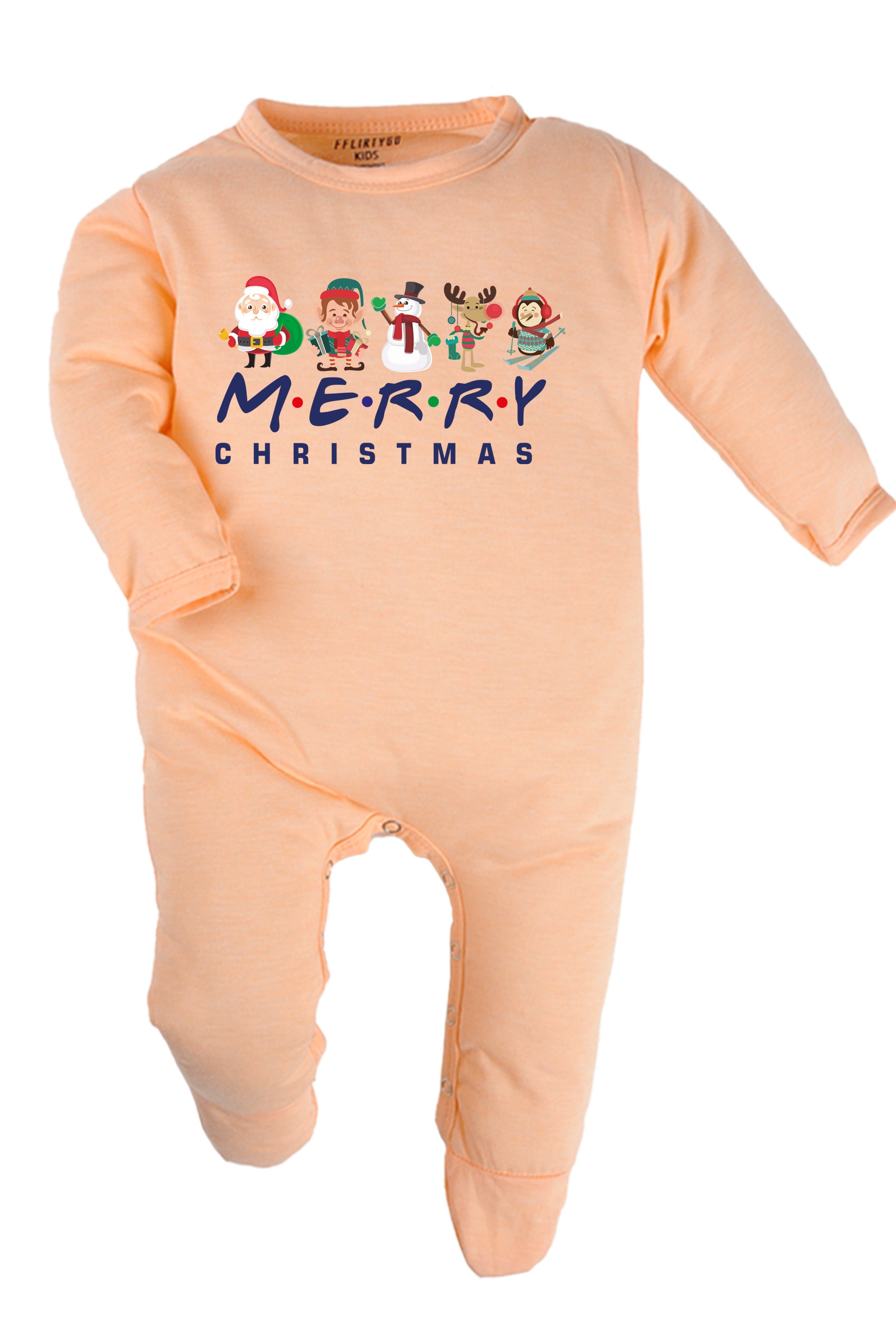 Merry Christmas with Christmas Characters Baby Romper | Onesies