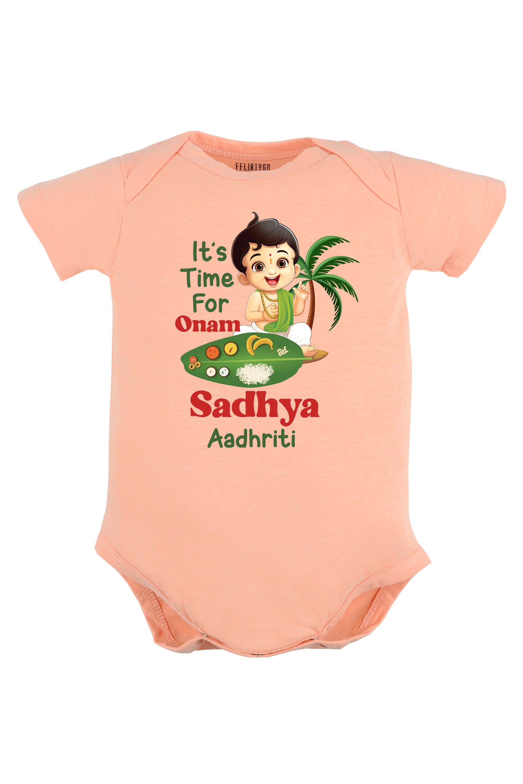 It's Time For Onam Sadhya Baby Romper | Onesies w/ Custom Name