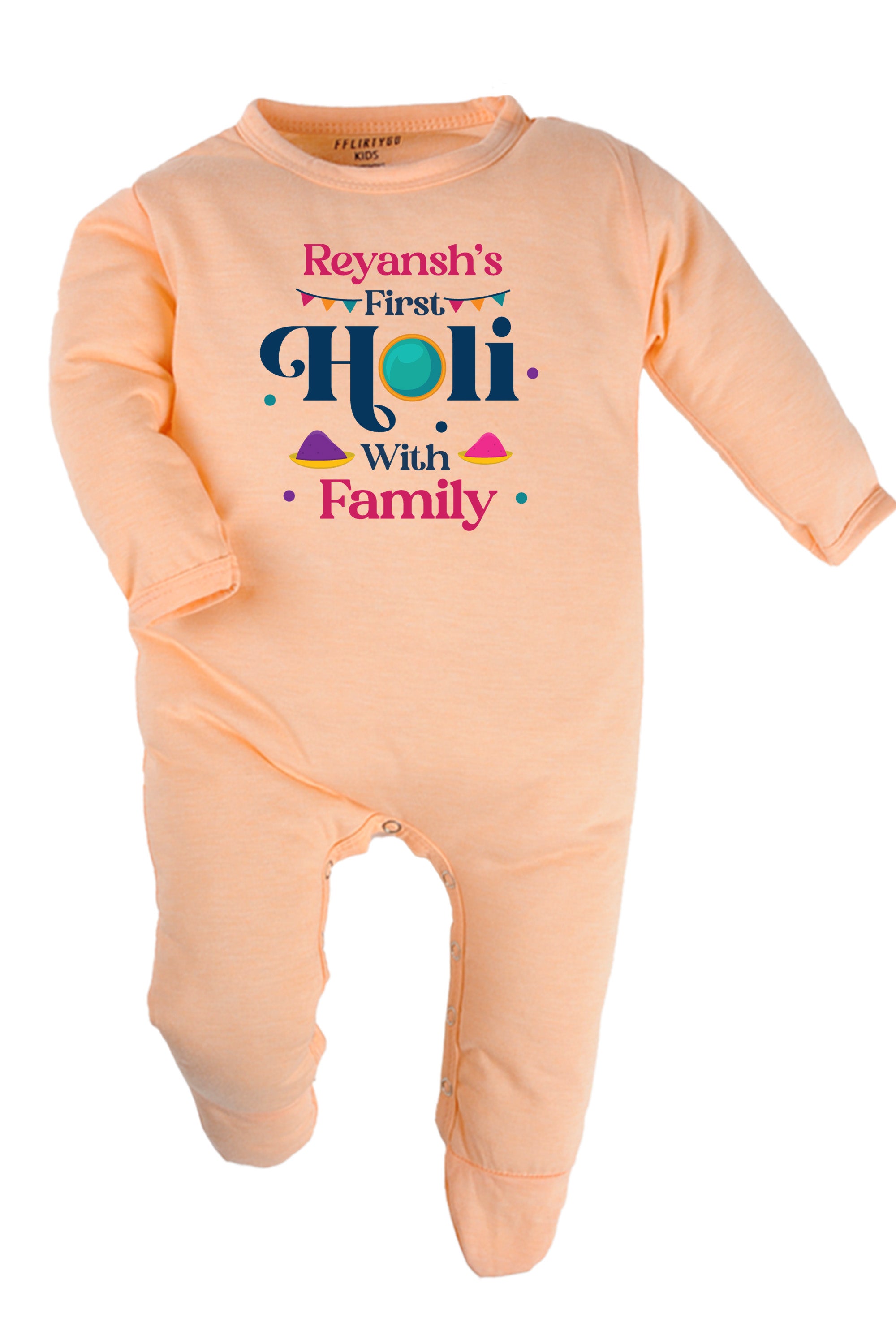 My First Holi With Family Baby Romper | Onesies w/ Custom Name