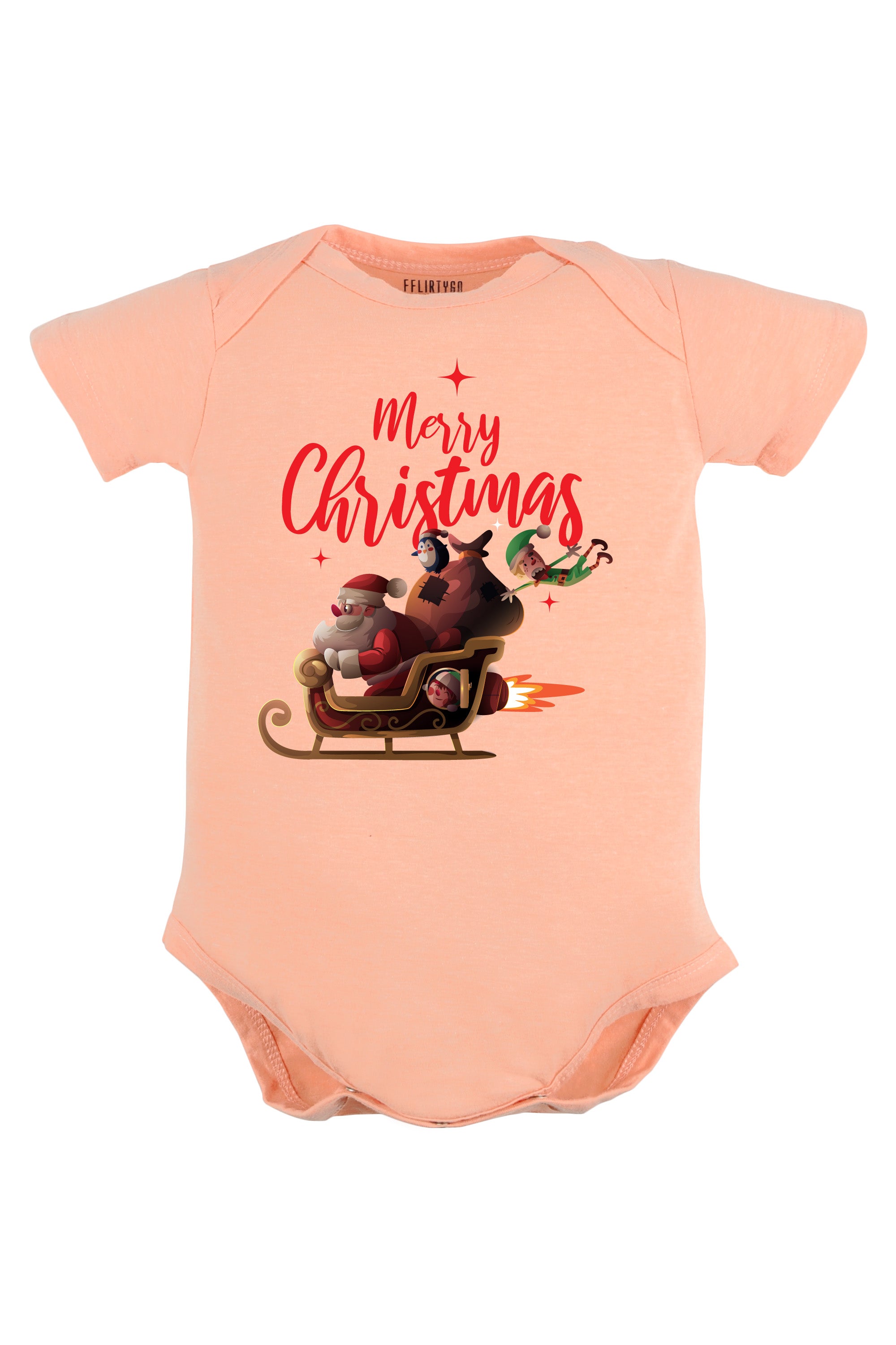 Merry Christmas with Santa's Sleigh Baby Romper | Onesies