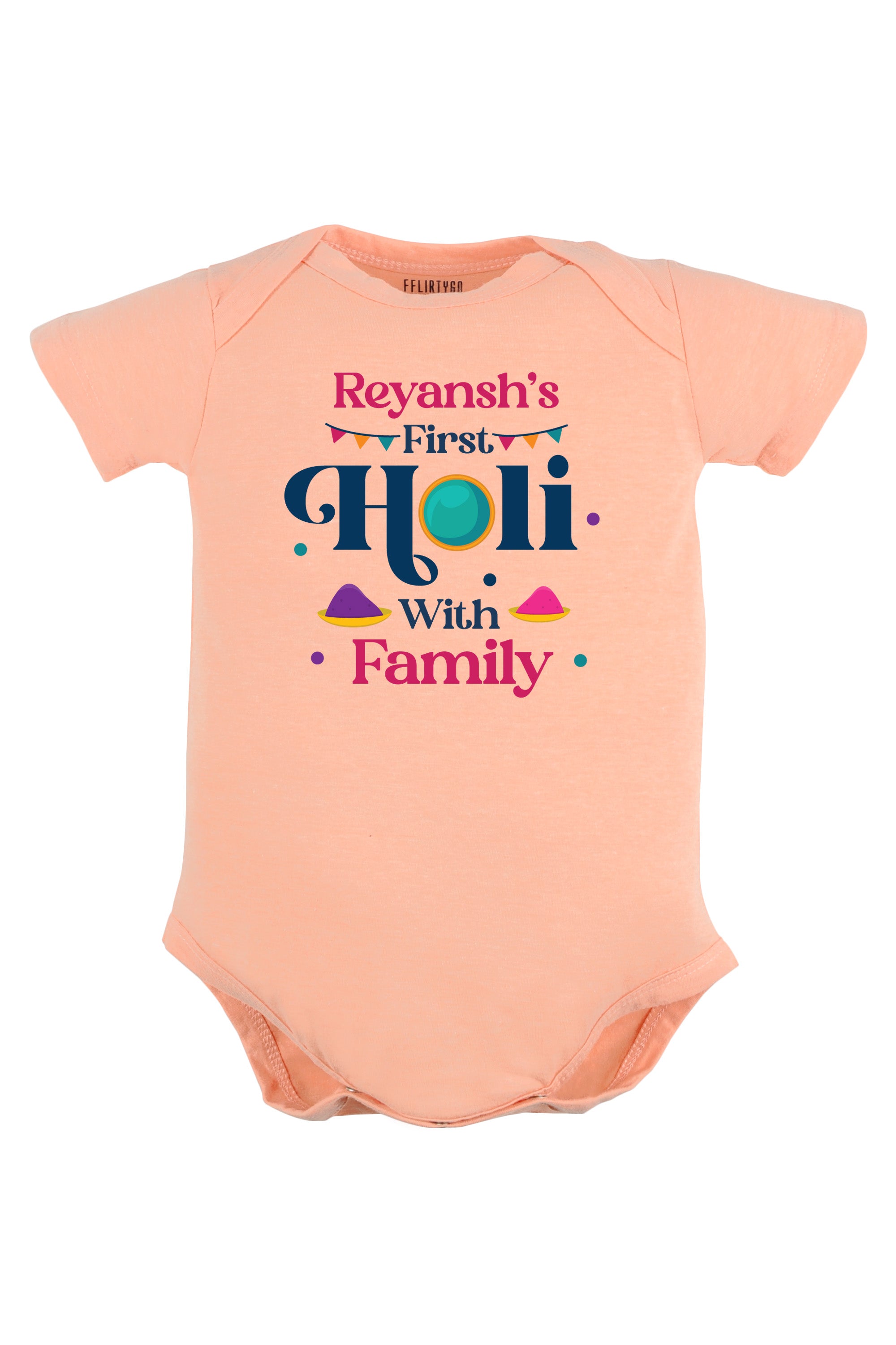 My First Holi With Family Baby Romper | Onesies w/ Custom Name