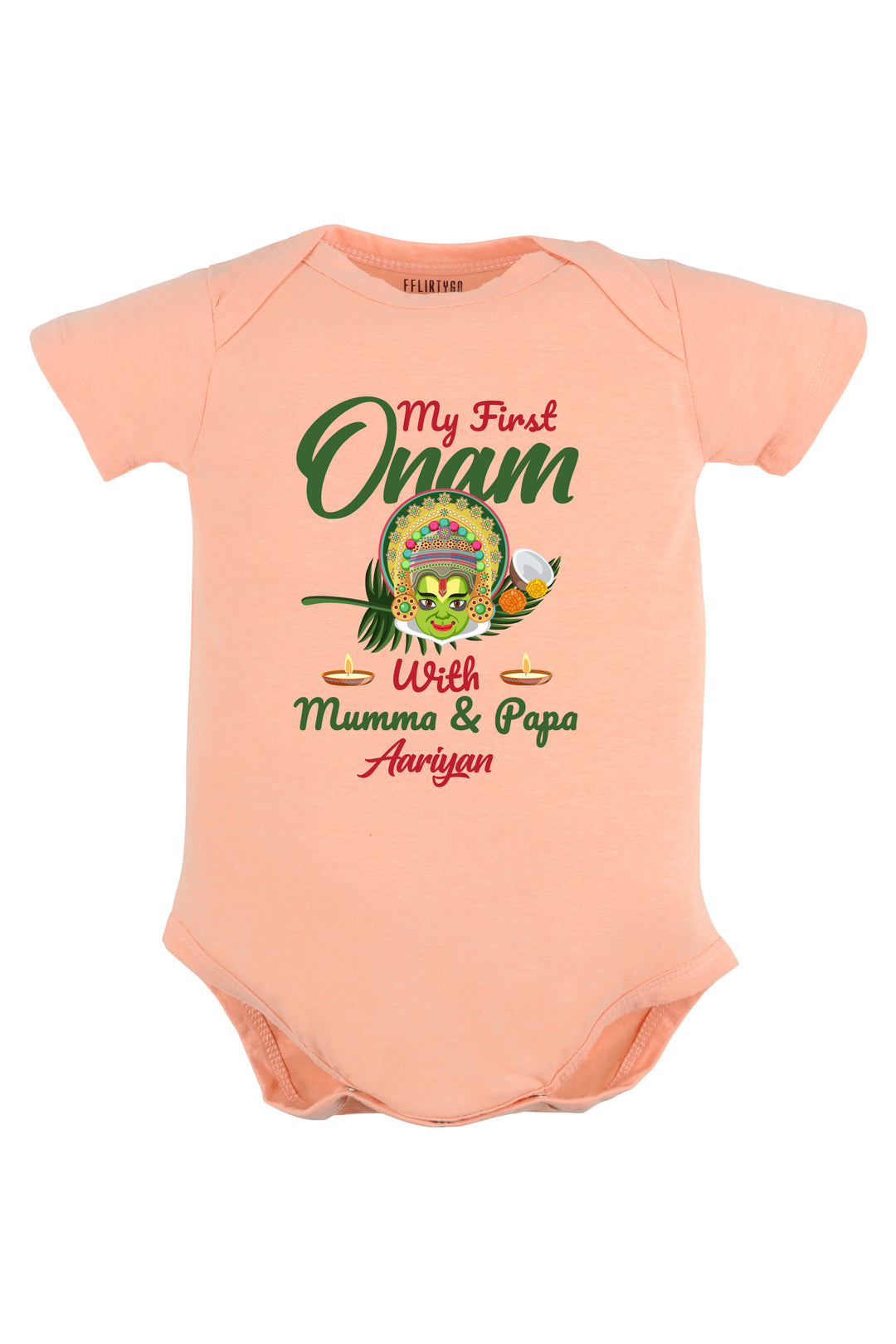 My First Onam With Mumma & Papa Baby Romper | Onesies w/ Custom Name