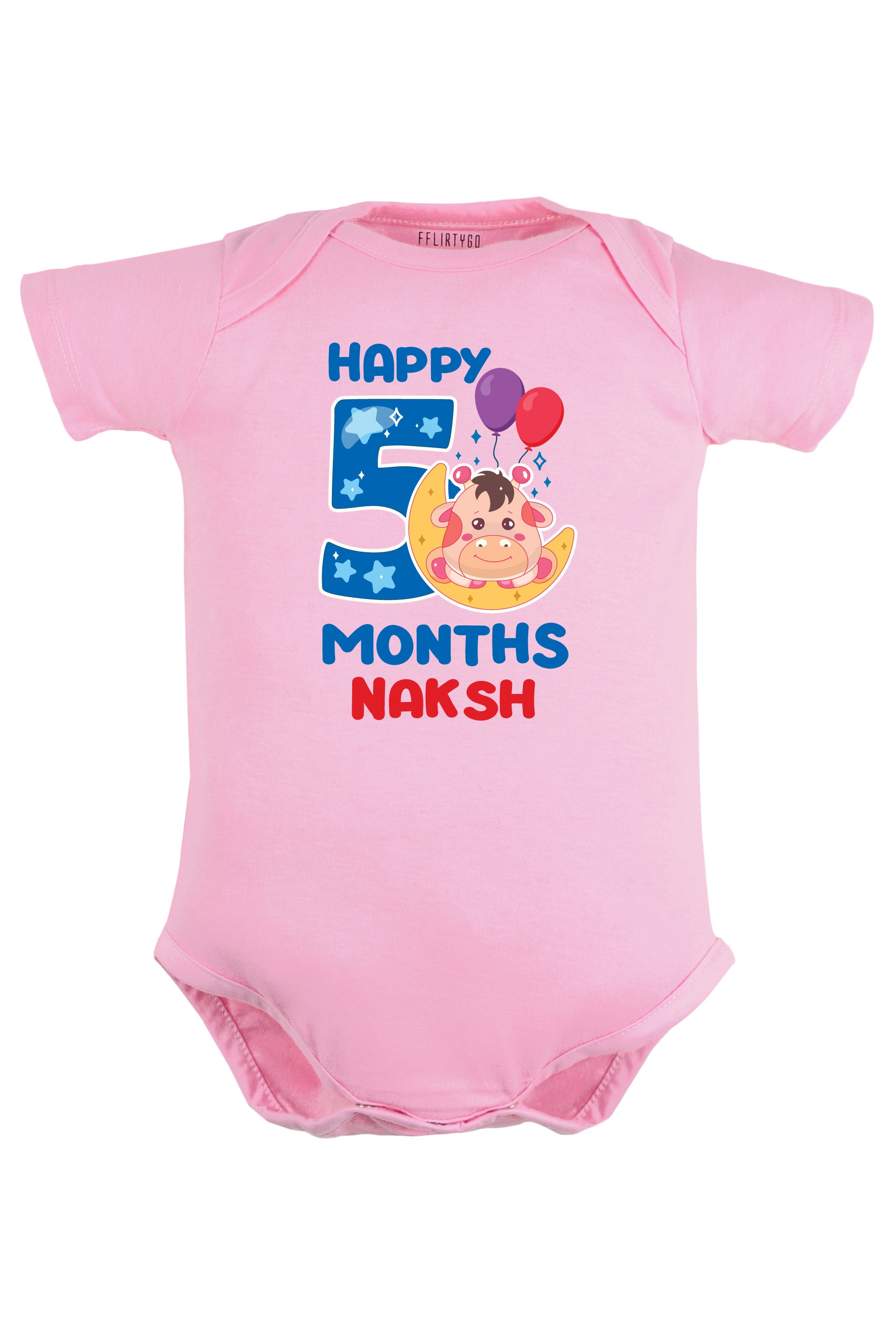 Five Month Milestone Baby Romper | Onesies - Giraffe w/ Custom Name