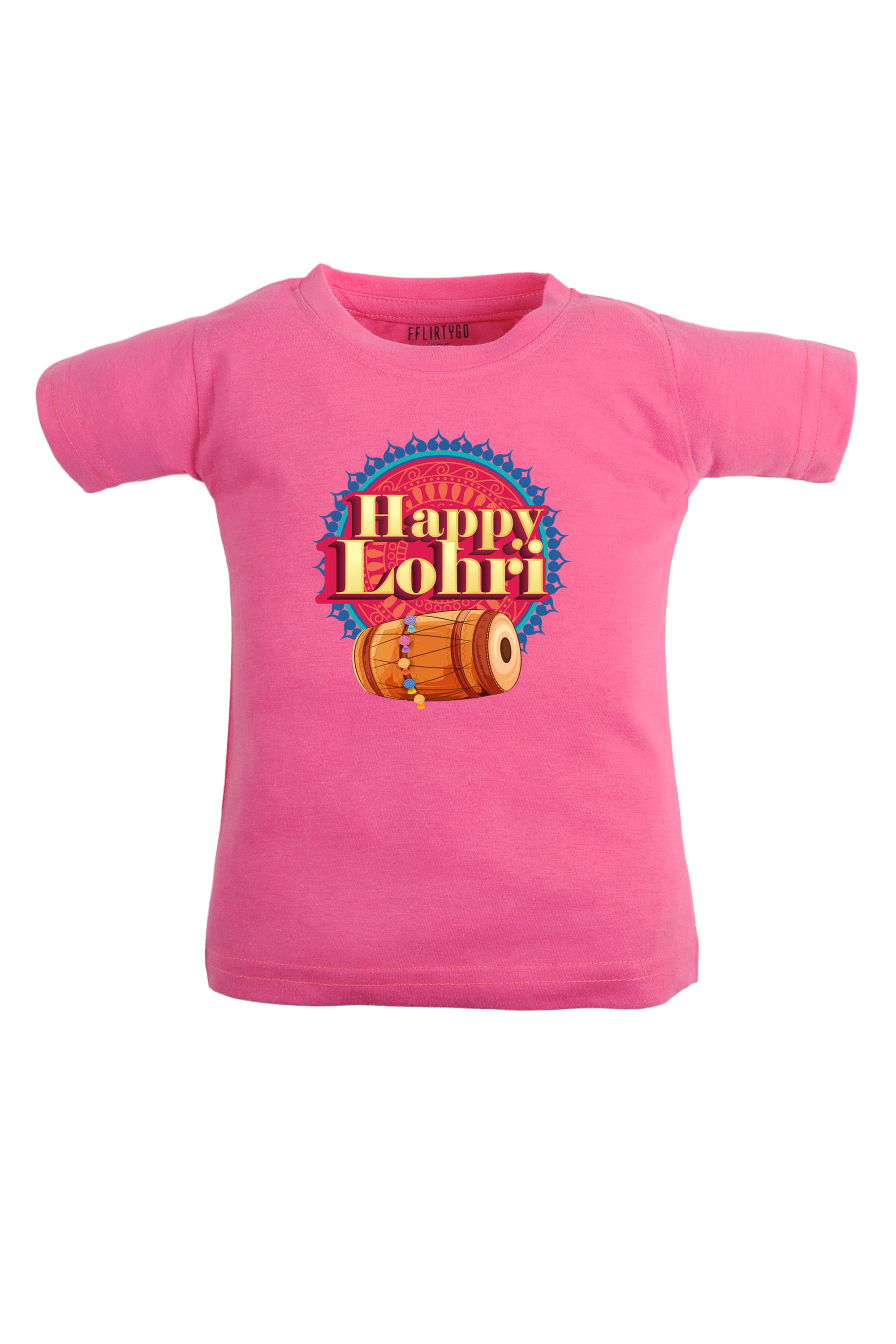 Happy Lohri With Dhol Kids T Shirt