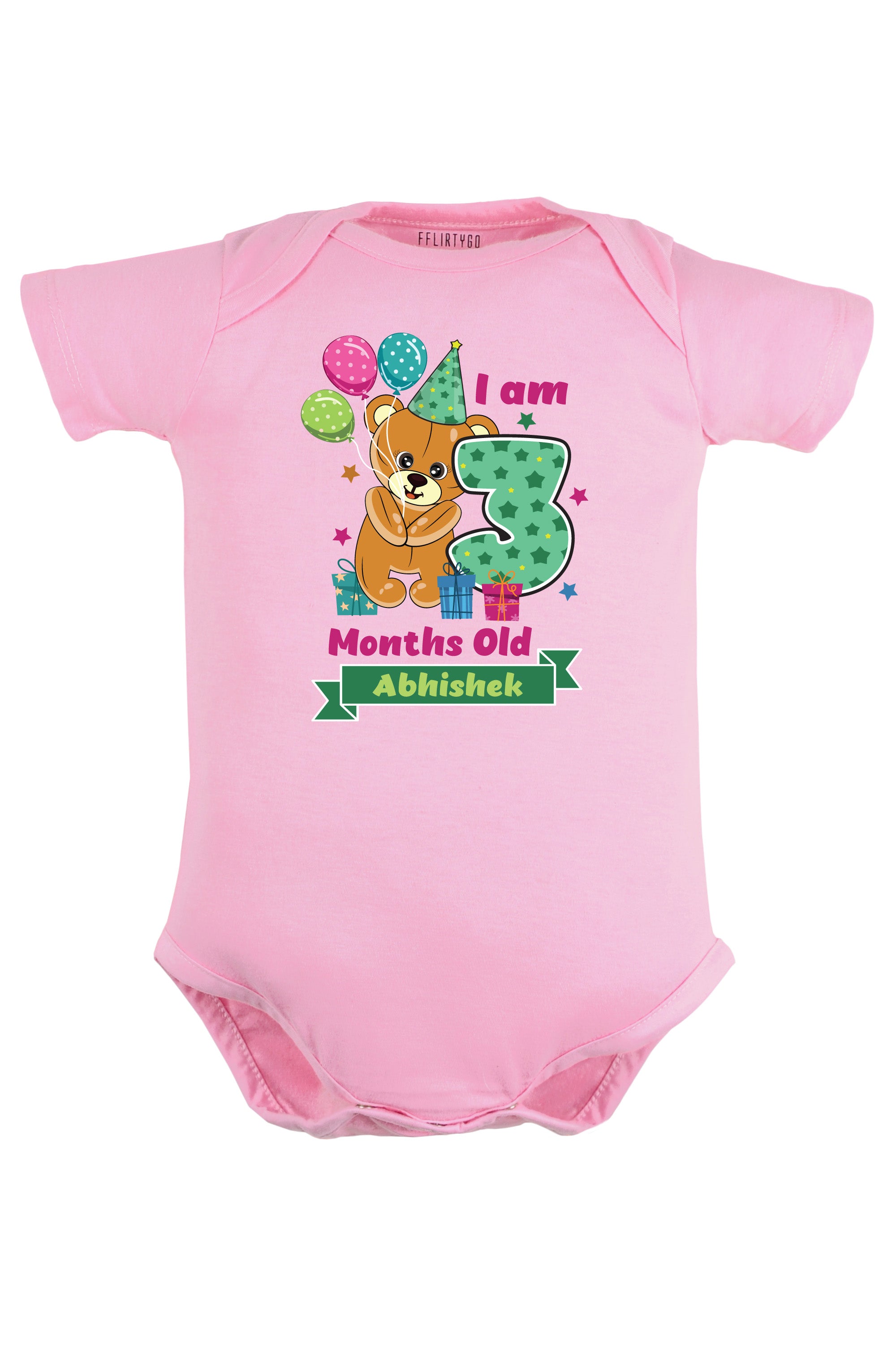 Three Months Milestone Baby Romper | Onesies -  Birthday Teddy w/ Custom Name