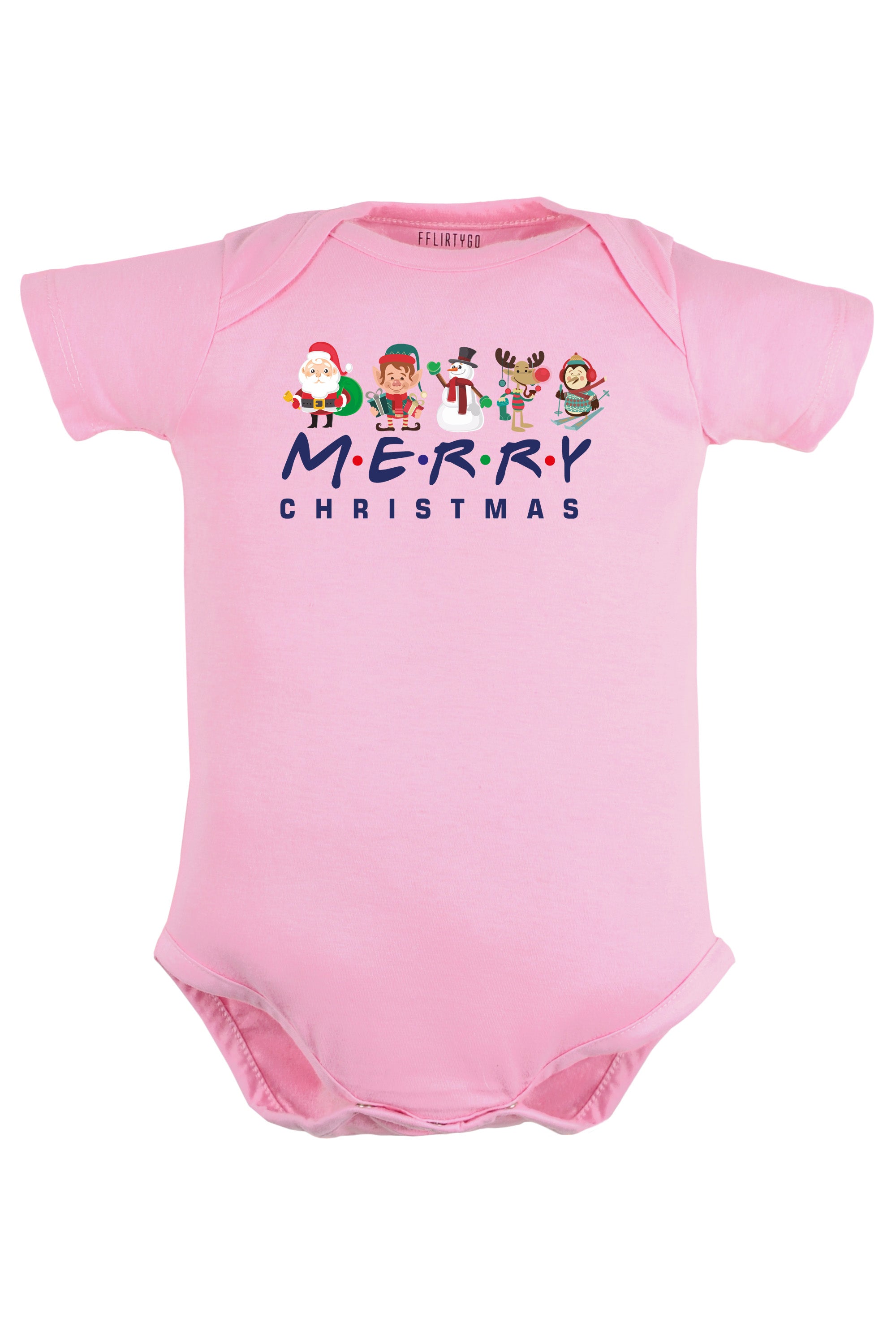 Merry Christmas with Christmas Characters Baby Romper | Onesies