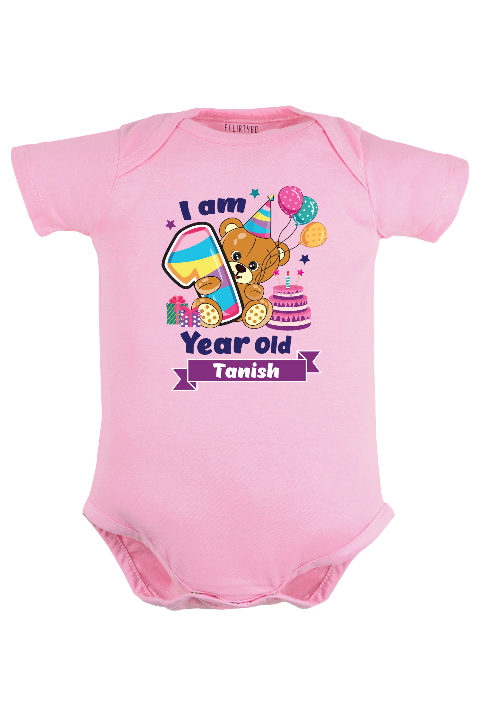 One Year Milestone Baby Romper | Onesies - Birthday Teddy w/ Custom Name