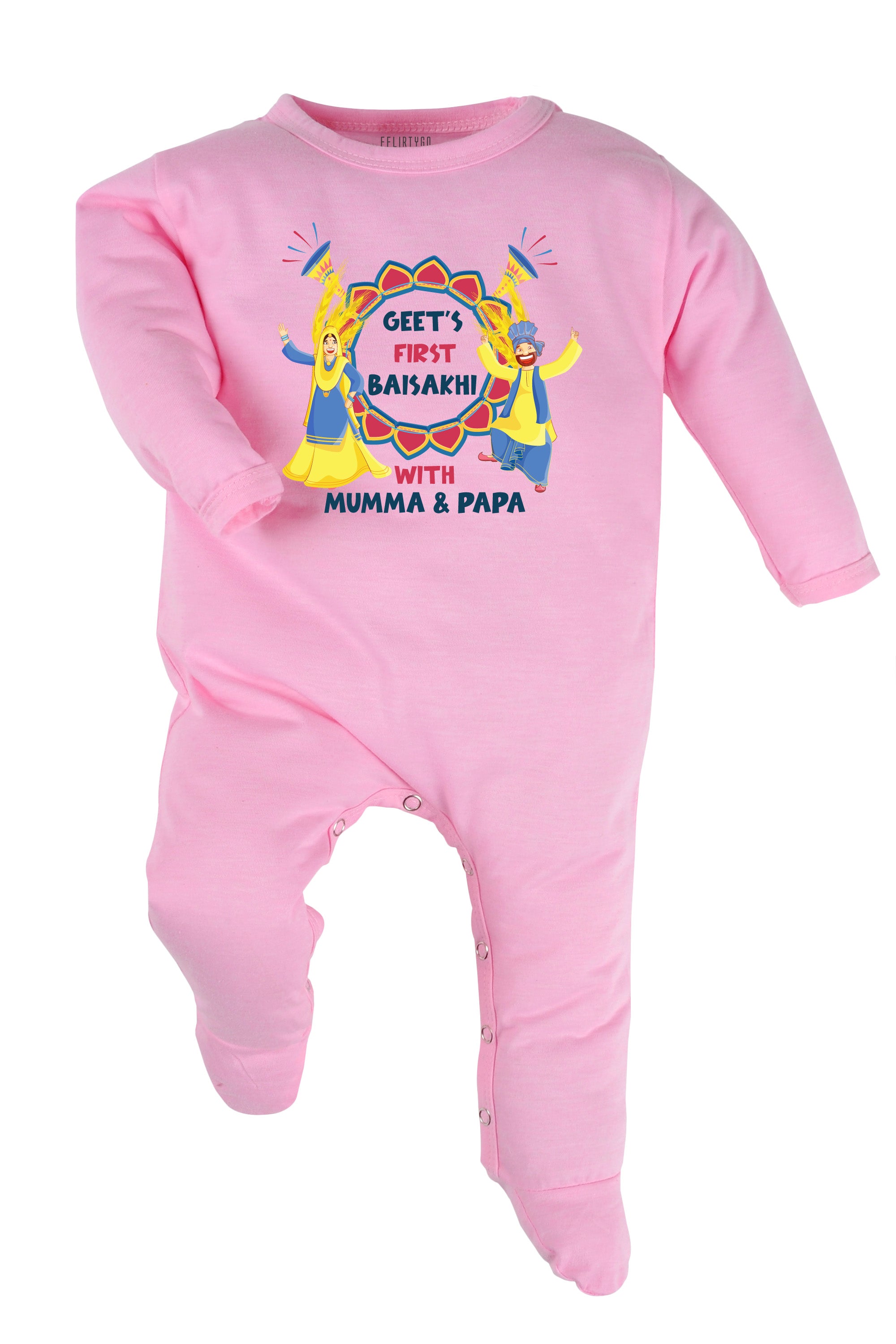 My First Baisakhi With Mumma & Papa Baby Romper | Onesies w/ Custom Name