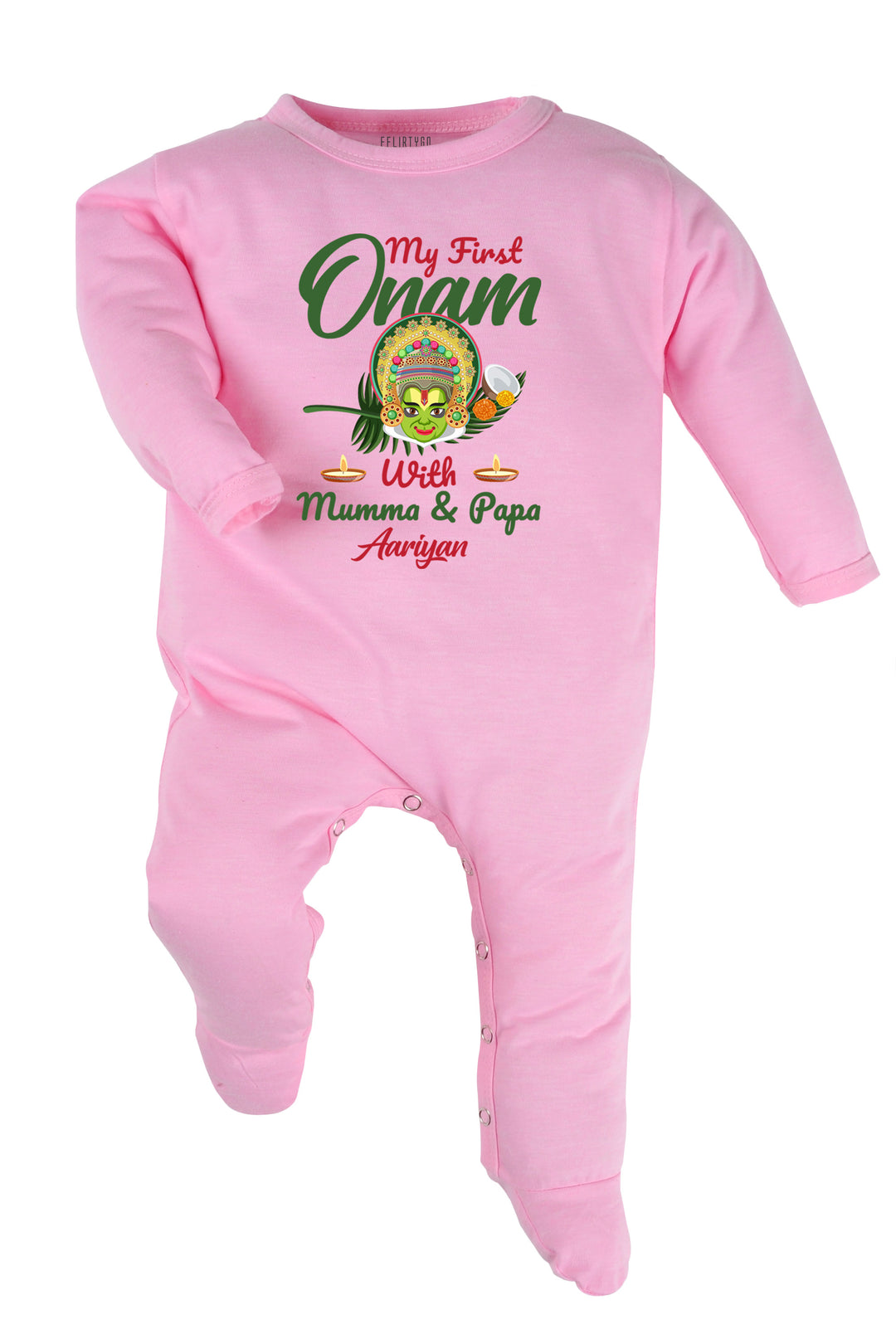 My First Onam With Mumma & Papa Baby Romper | Onesies w/ Custom Name