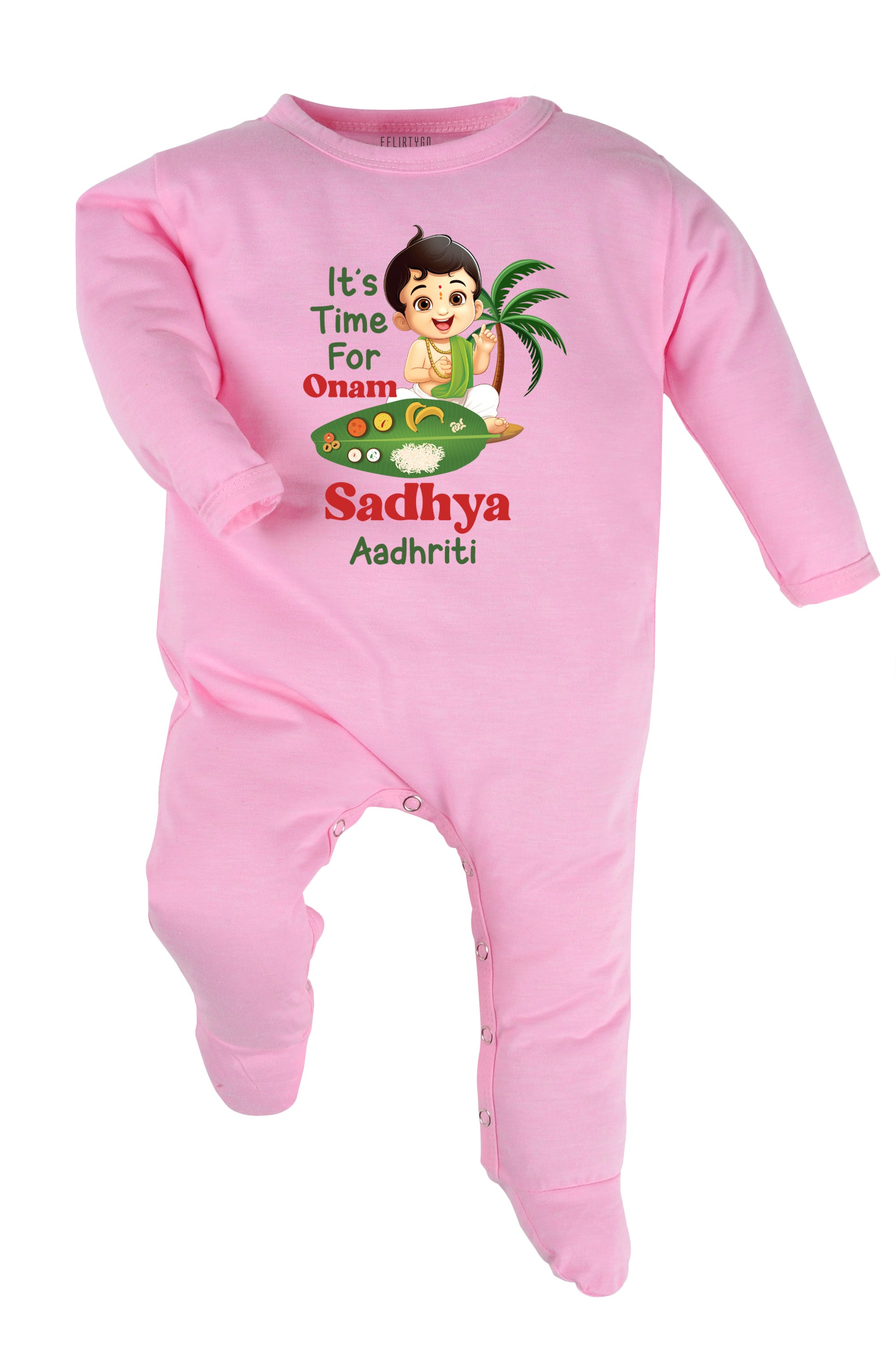 It's Time For Onam Sadhya Baby Romper | Onesies w/ Custom Name