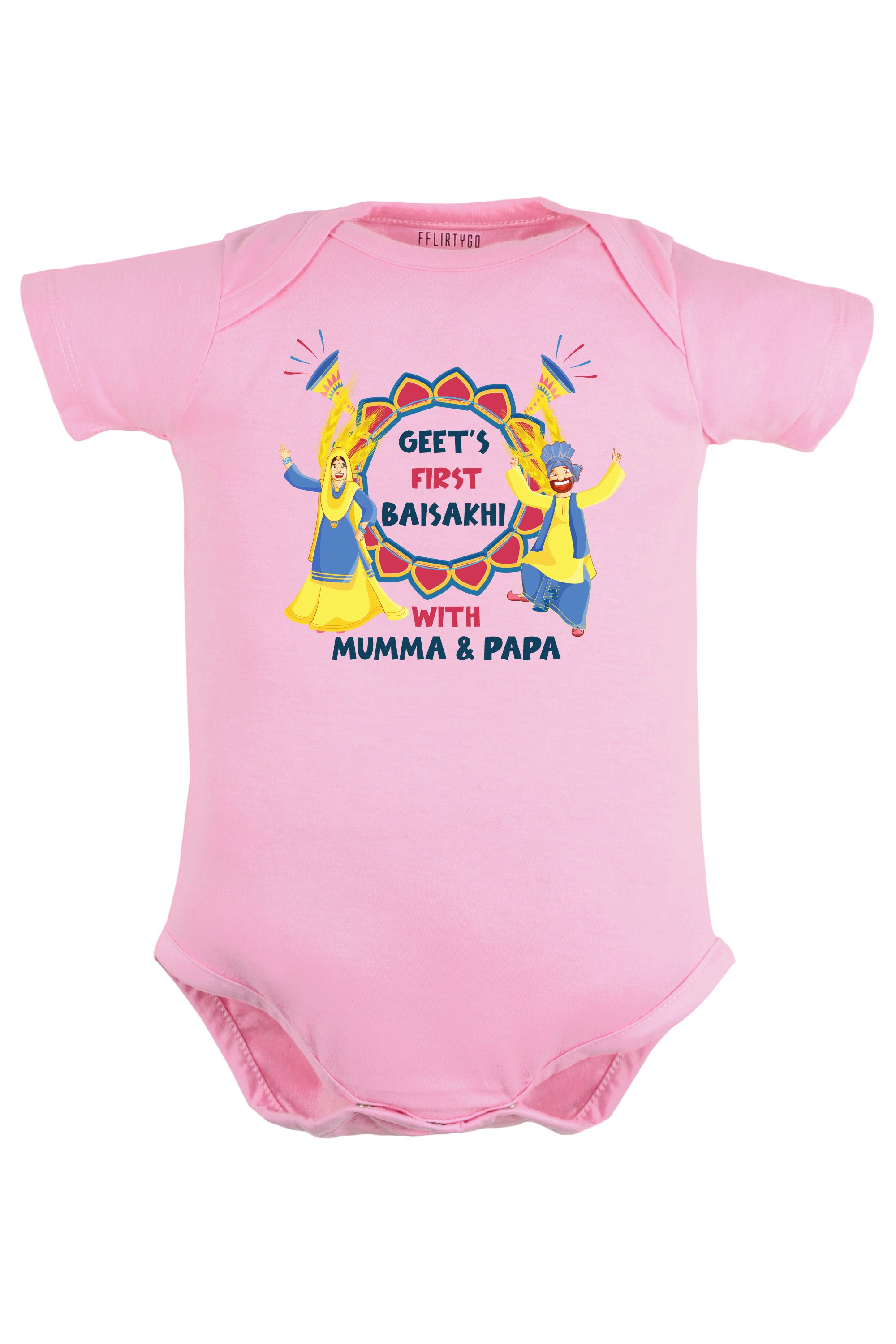 My First Baisakhi With Mumma & Papa Baby Romper | Onesies w/ Custom Name