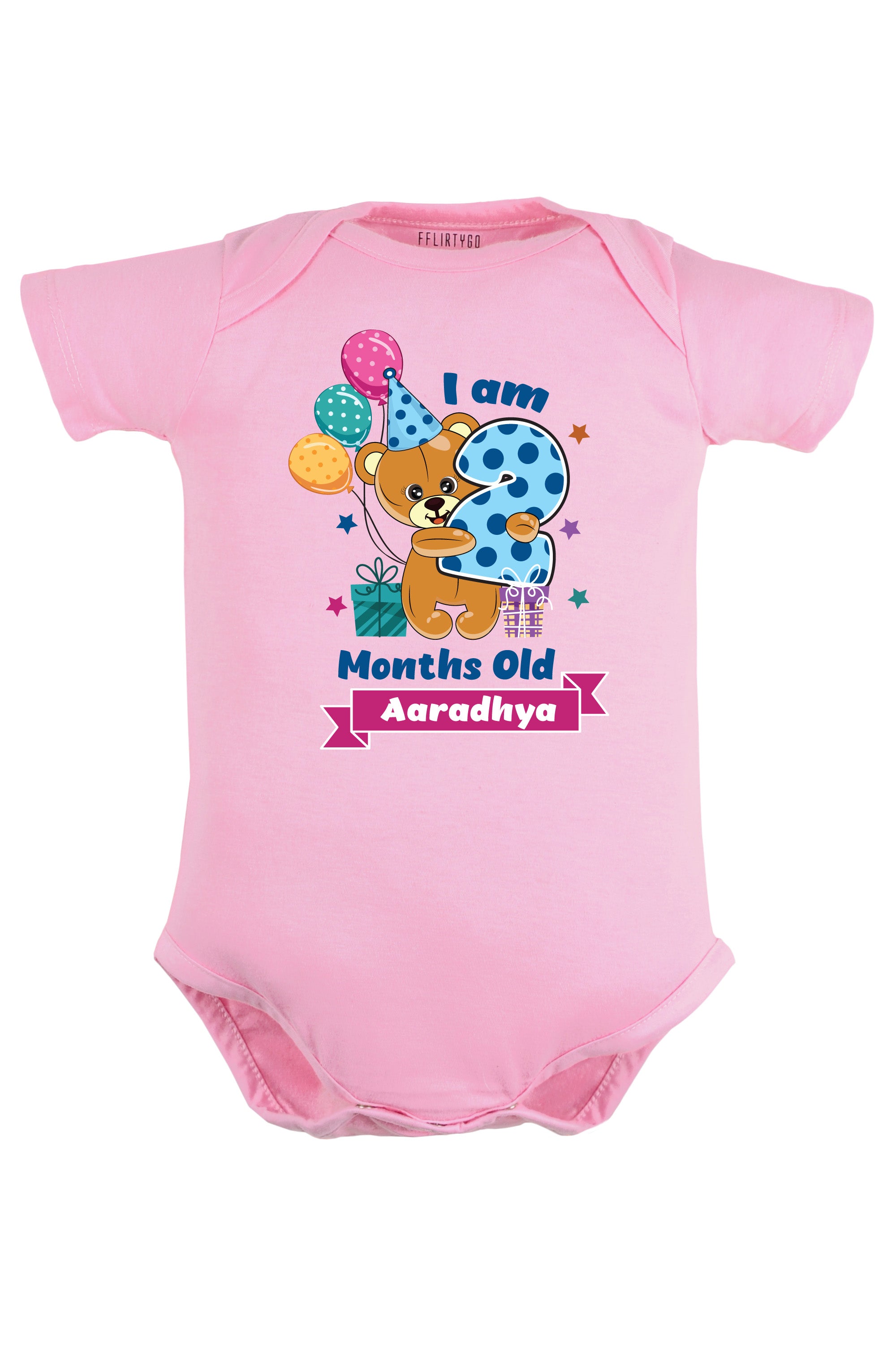 Two Month Milestone Baby Romper | Onesies - Birthday Teddy w/ Custom name