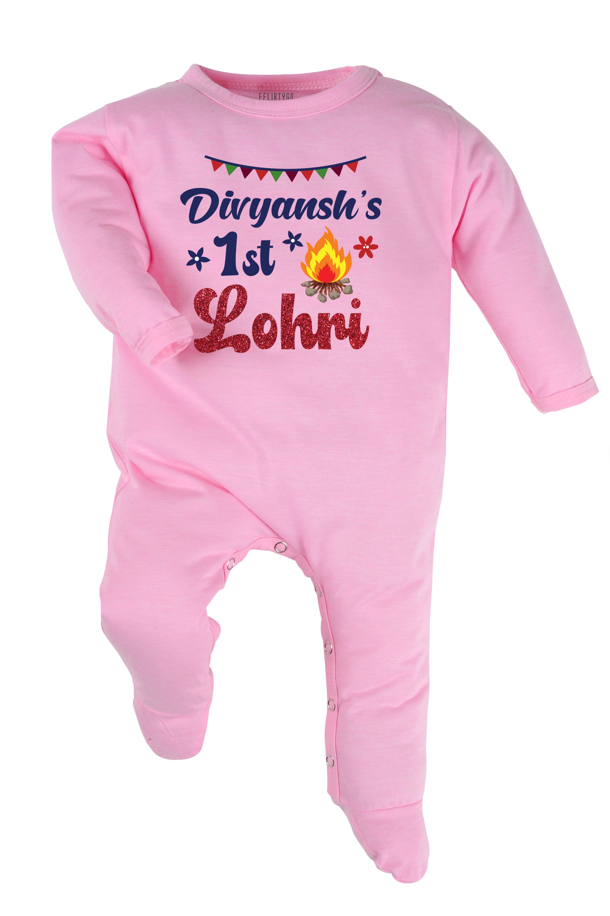 My 1st Lohri w/ Glitter and Custom Name Baby Romper | Onesies