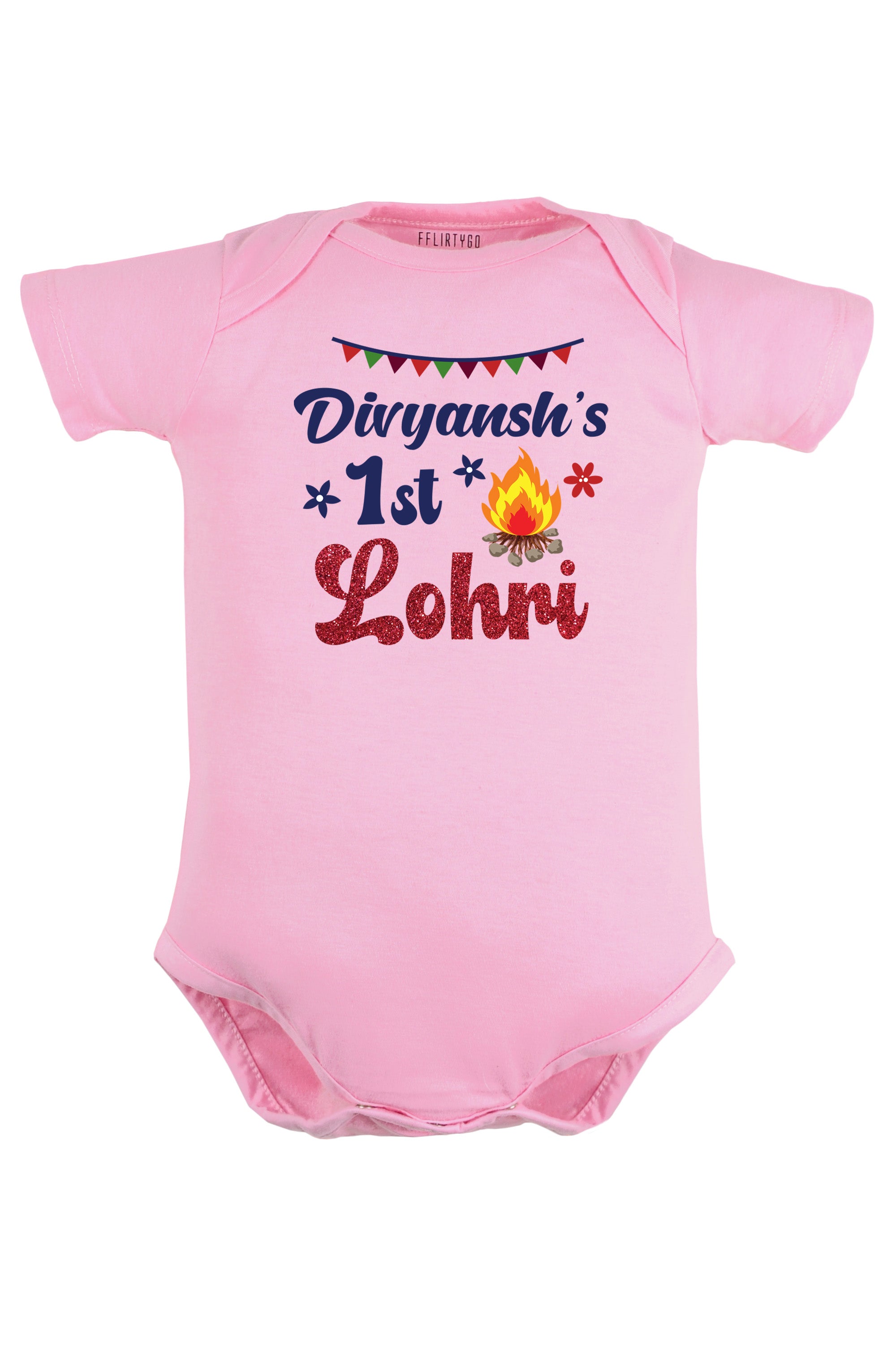 My 1st Lohri w/ Glitter and Custom Name Baby Romper | Onesies