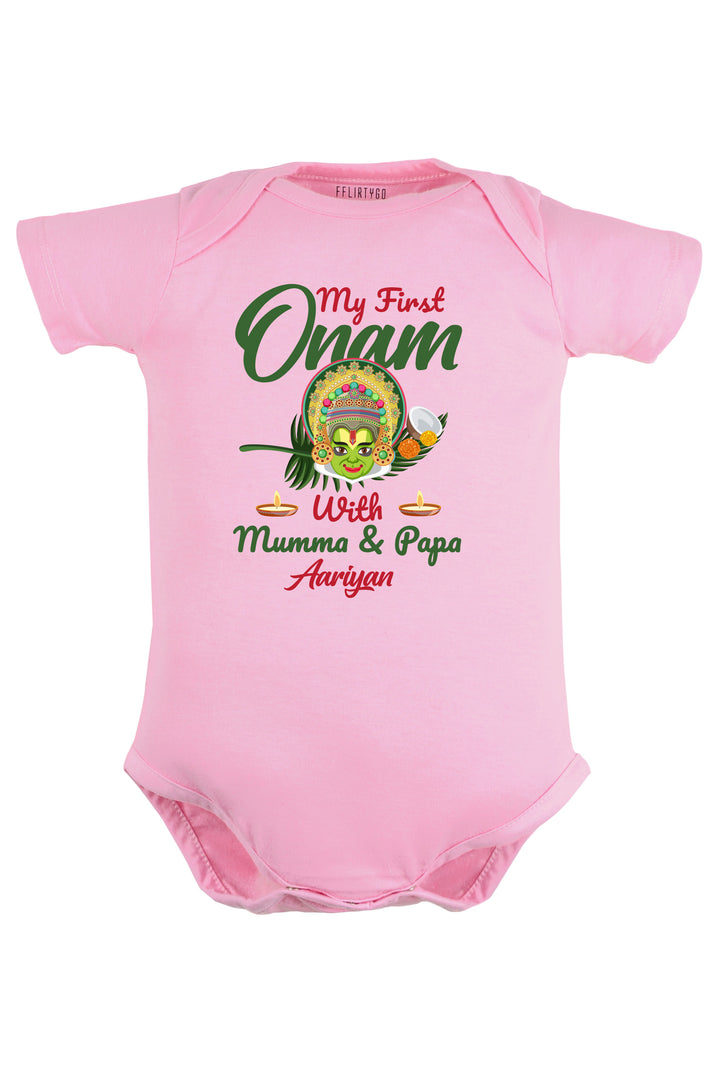 My First Onam With Mumma & Papa Baby Romper | Onesies w/ Custom Name