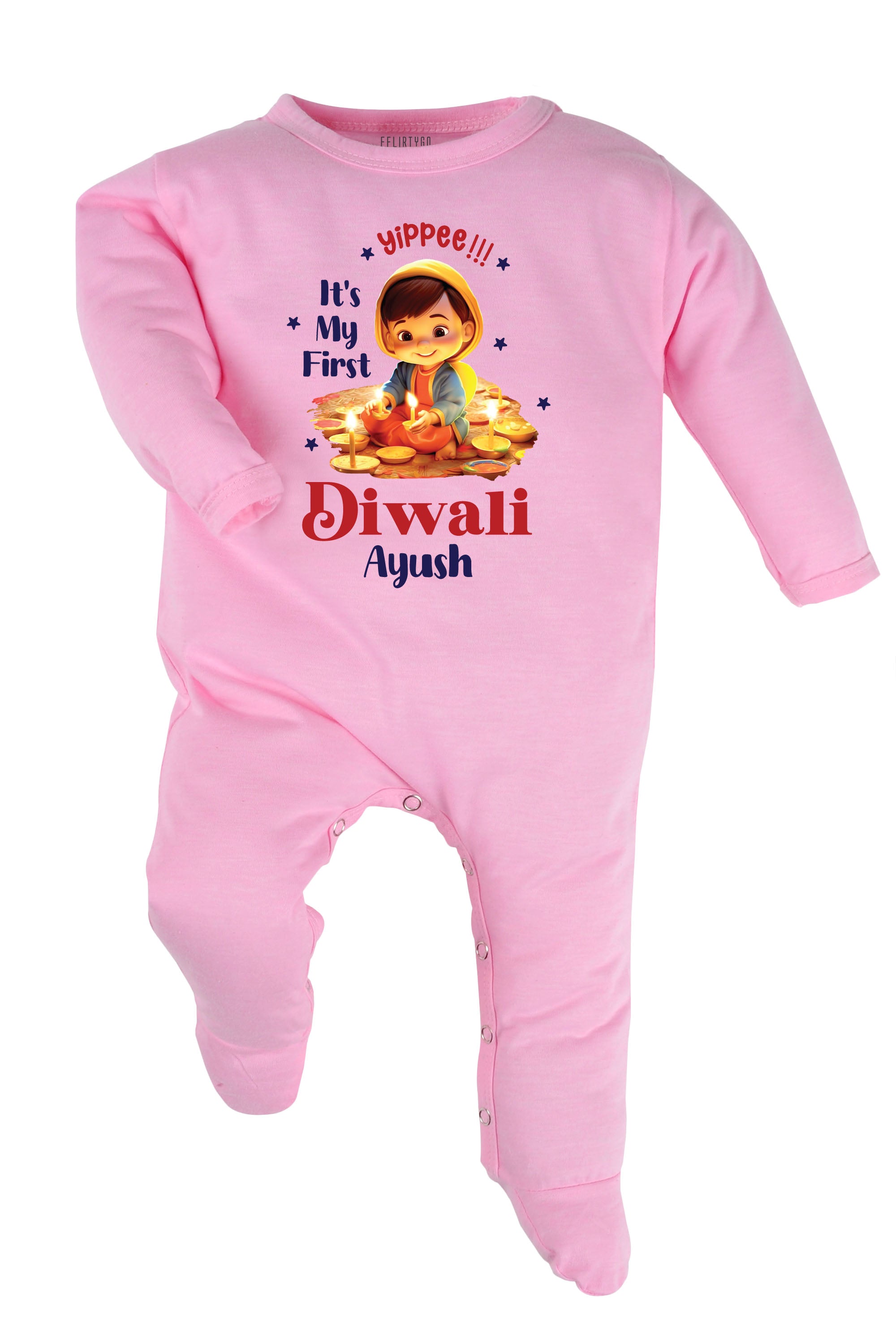 Yippee !!! It's My First Diwali Baby Romper | Onesies w/ Custom Name