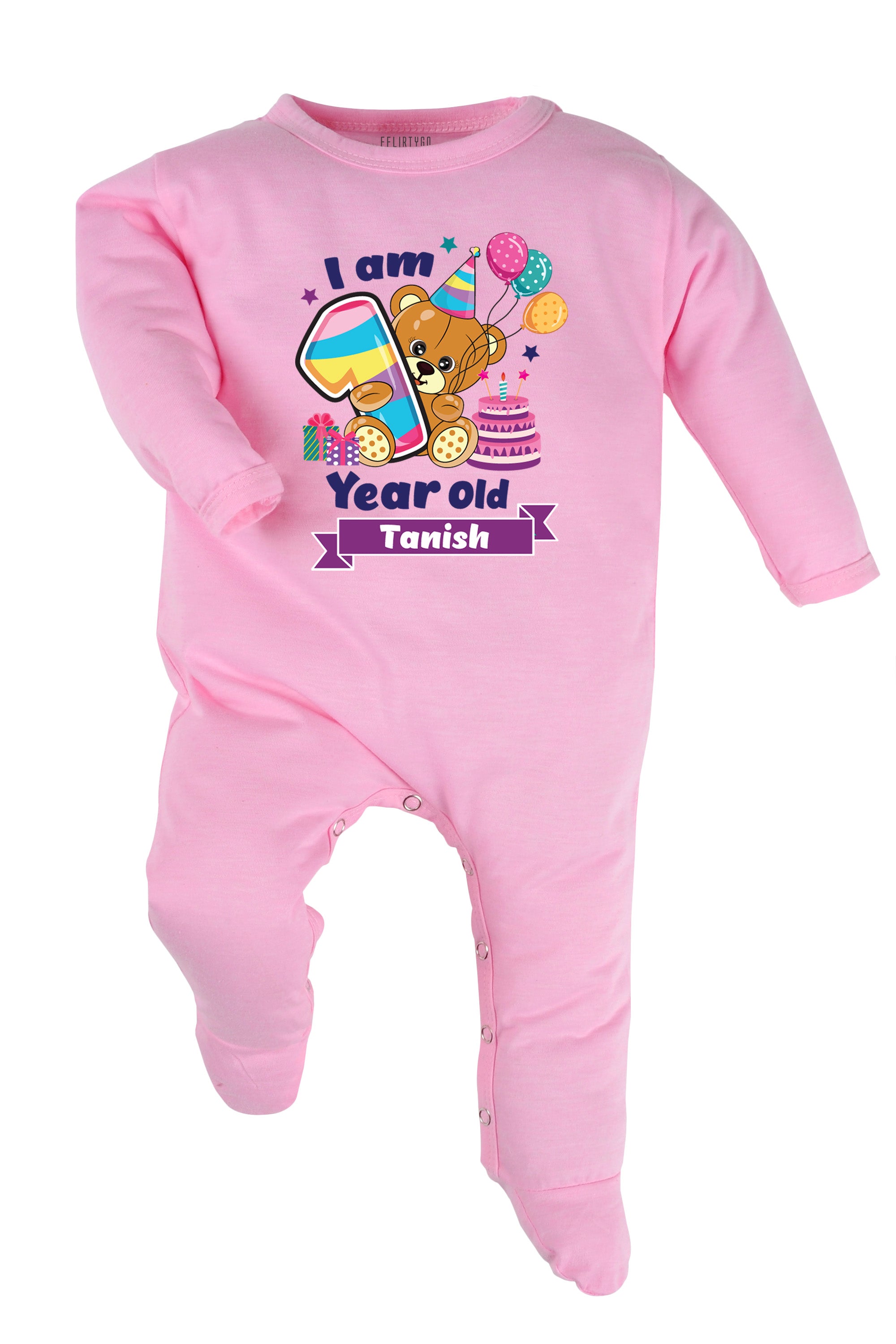 One Year Milestone Baby Romper | Onesies - Birthday Teddy w/ Custom Name