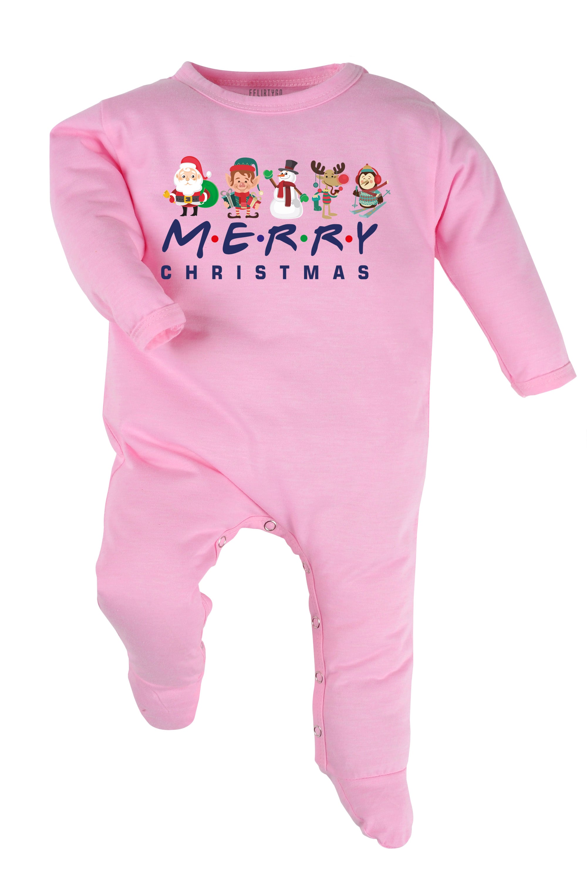 Merry Christmas with Christmas Characters Baby Romper | Onesies